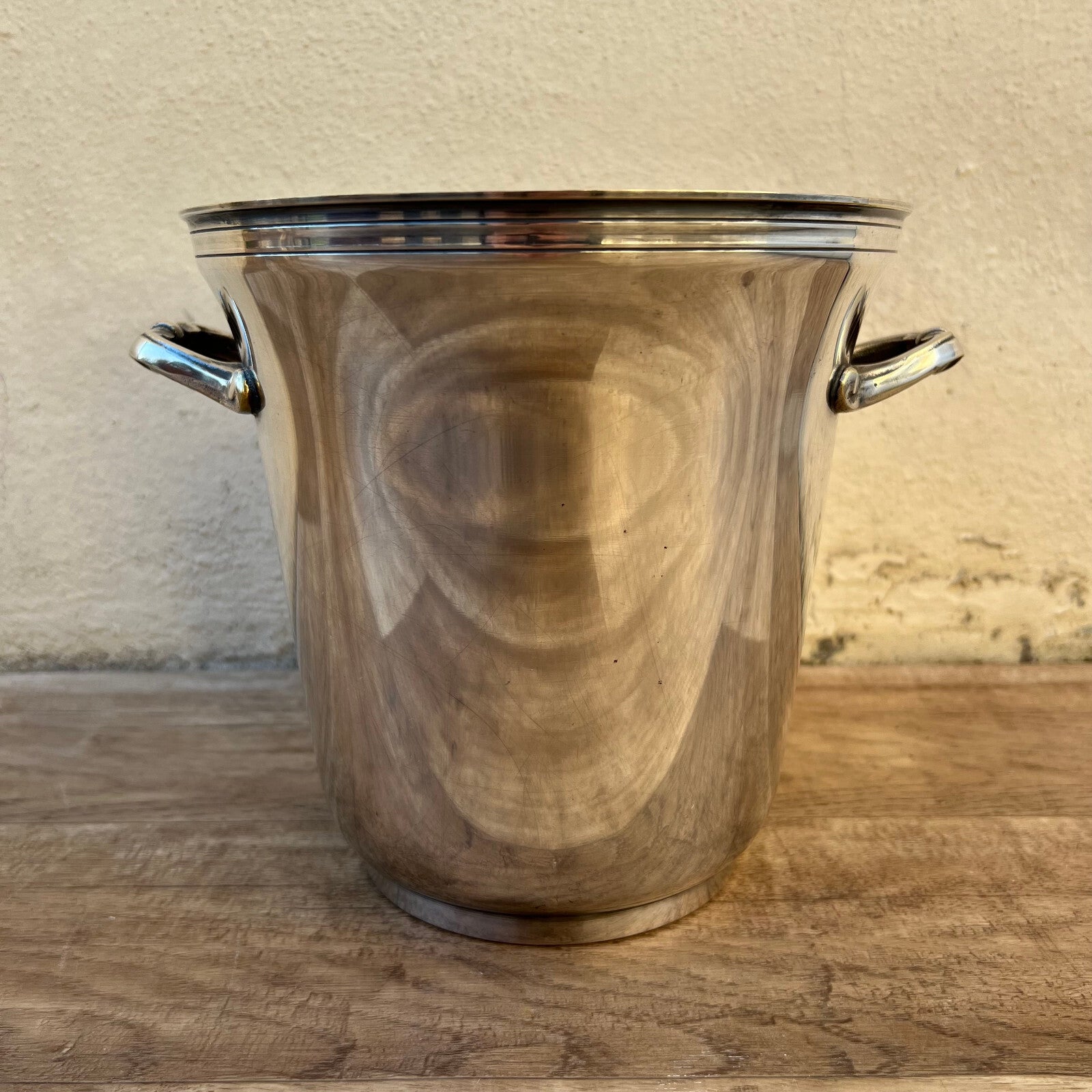 French Silverplate Ice Bucket Champagne Wine Cooler Vintage 1950s 09032513 Unbranded