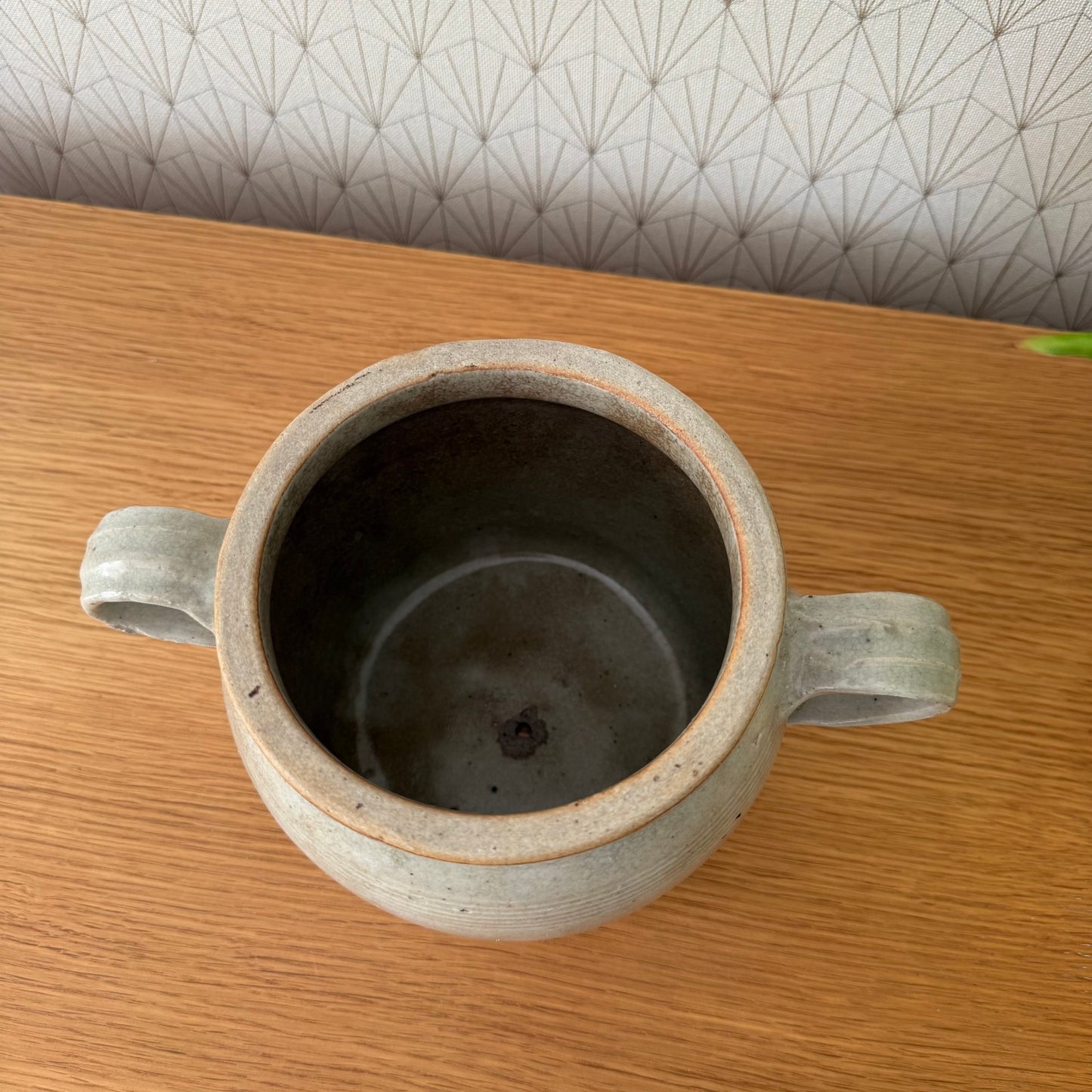 Handmade Glazed Grey Vintage French Confit Grease Pot Stoneware  2307258