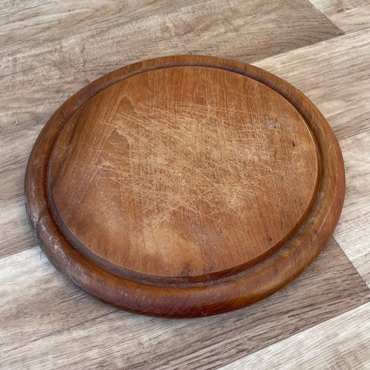 Vintage French Wooden Cutting Board Round Kitchen Breadboard 22102410 Antique