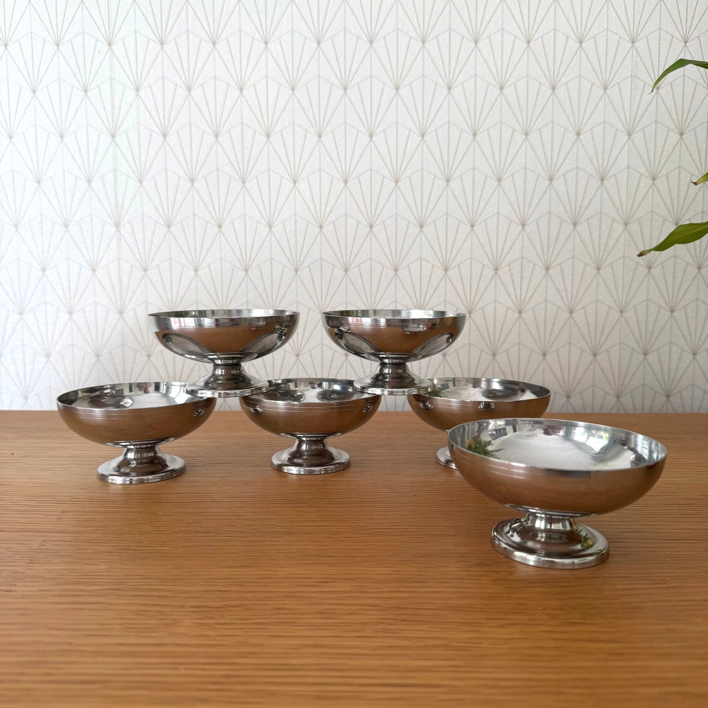 Set 6 Vintage LETANG REMY Inox FRENCH Stainless Goblet Ice Cream Cup 08102511