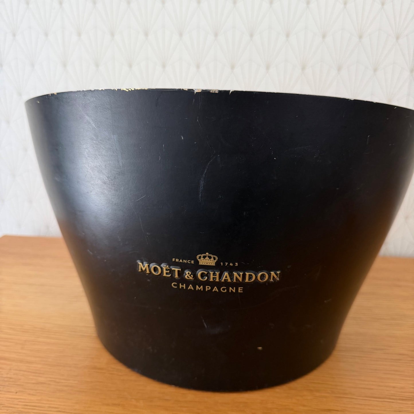 French Champagne Ice Bucket Black Metal Wine Cooler Moet chandon 04092612