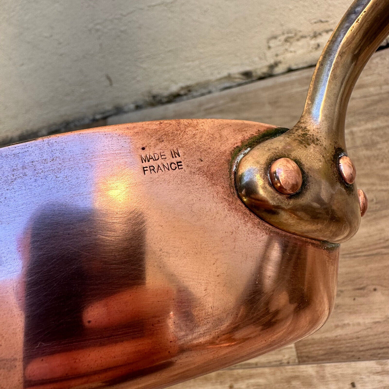 French Copper Cookware fish pan Pan Brass ovale made in france 0211237 - Fleamarketfrance