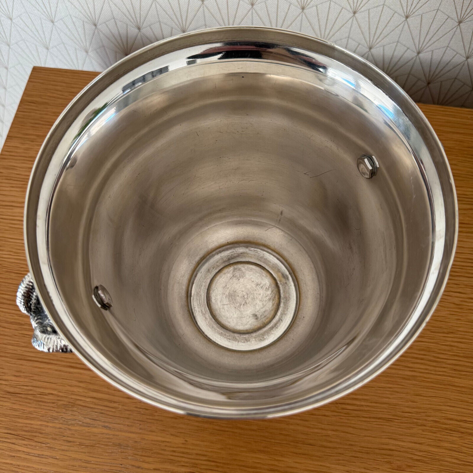 Vintage French Champagne Silverplate Ice Bucket Cooler RARE RAM HANDLES 1202251 - Fleamarketfrance