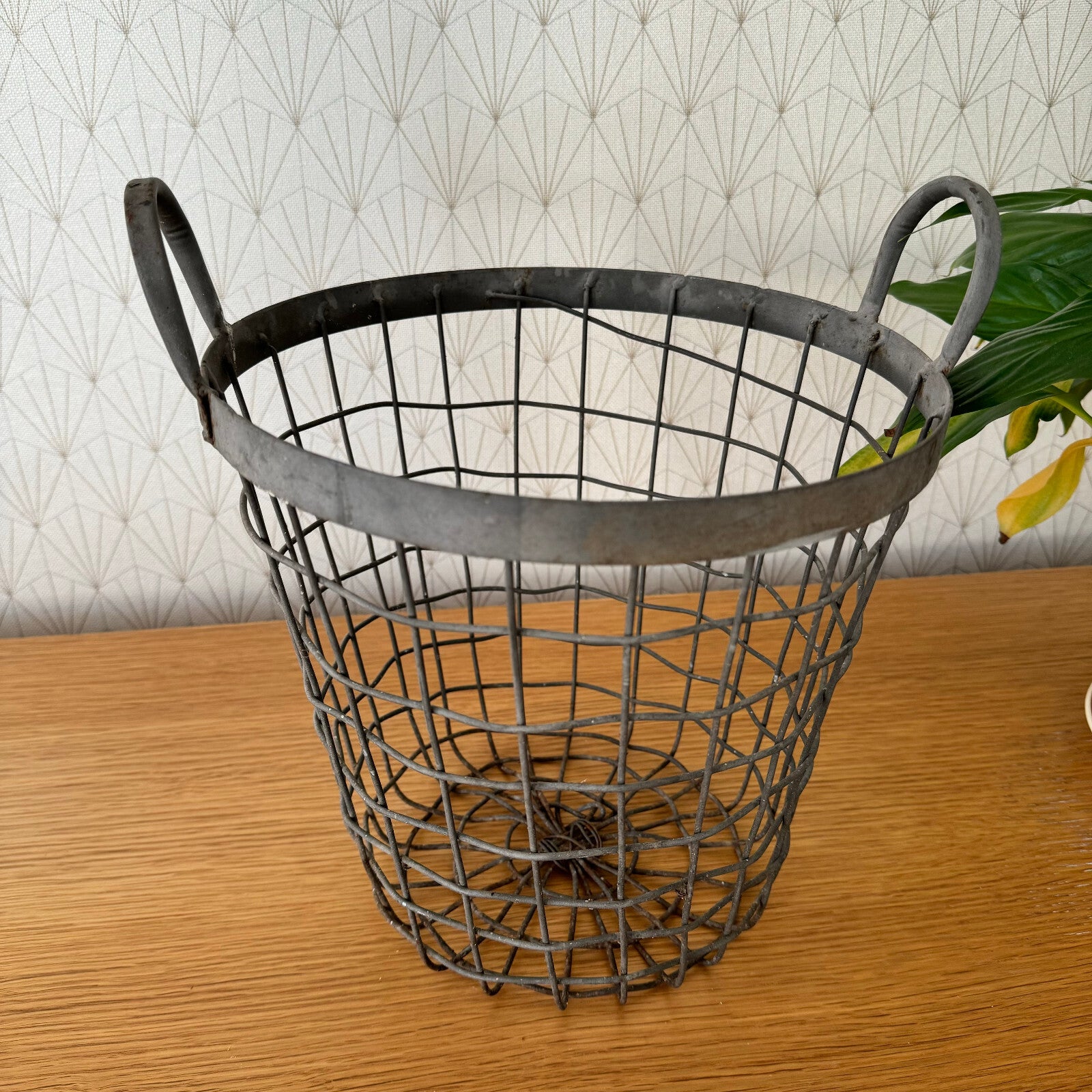 French Wire Basket Metal Handles Vintage Storage Laundry Office 15062419 Fleamarketfrance