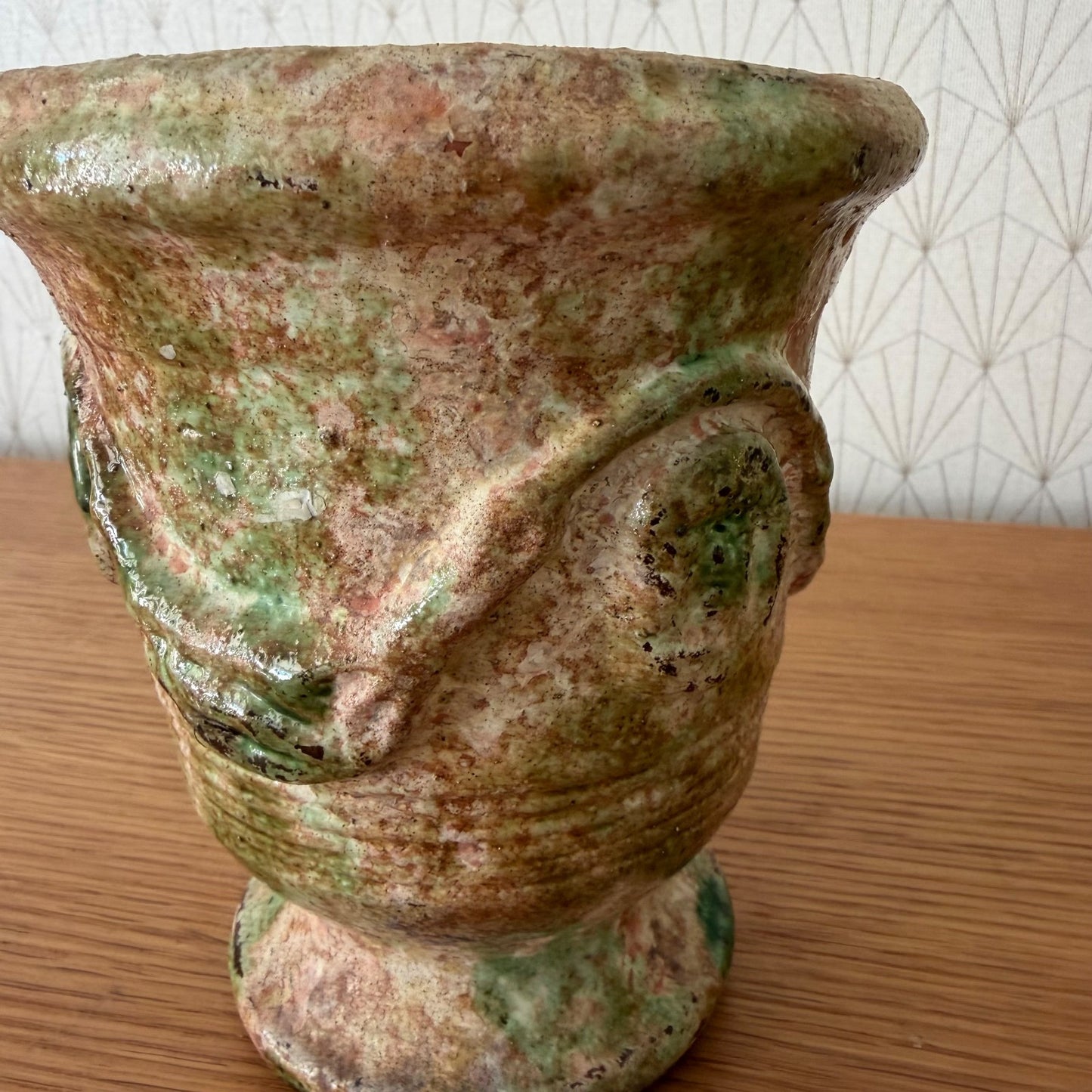 French Pottery Mortar Vessel Green Brown Glaze Anduze Style 28052612 Fleamarketfrance