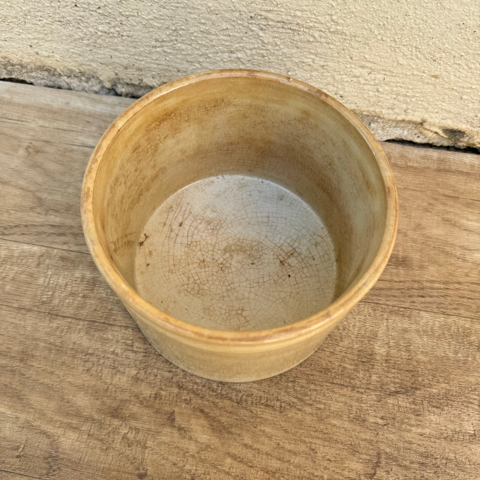 HANDMADE GLAZED White beige FRENCH CONFIT JAM POT SMALL CREIL MONTEREAU 09072412 Unmarked