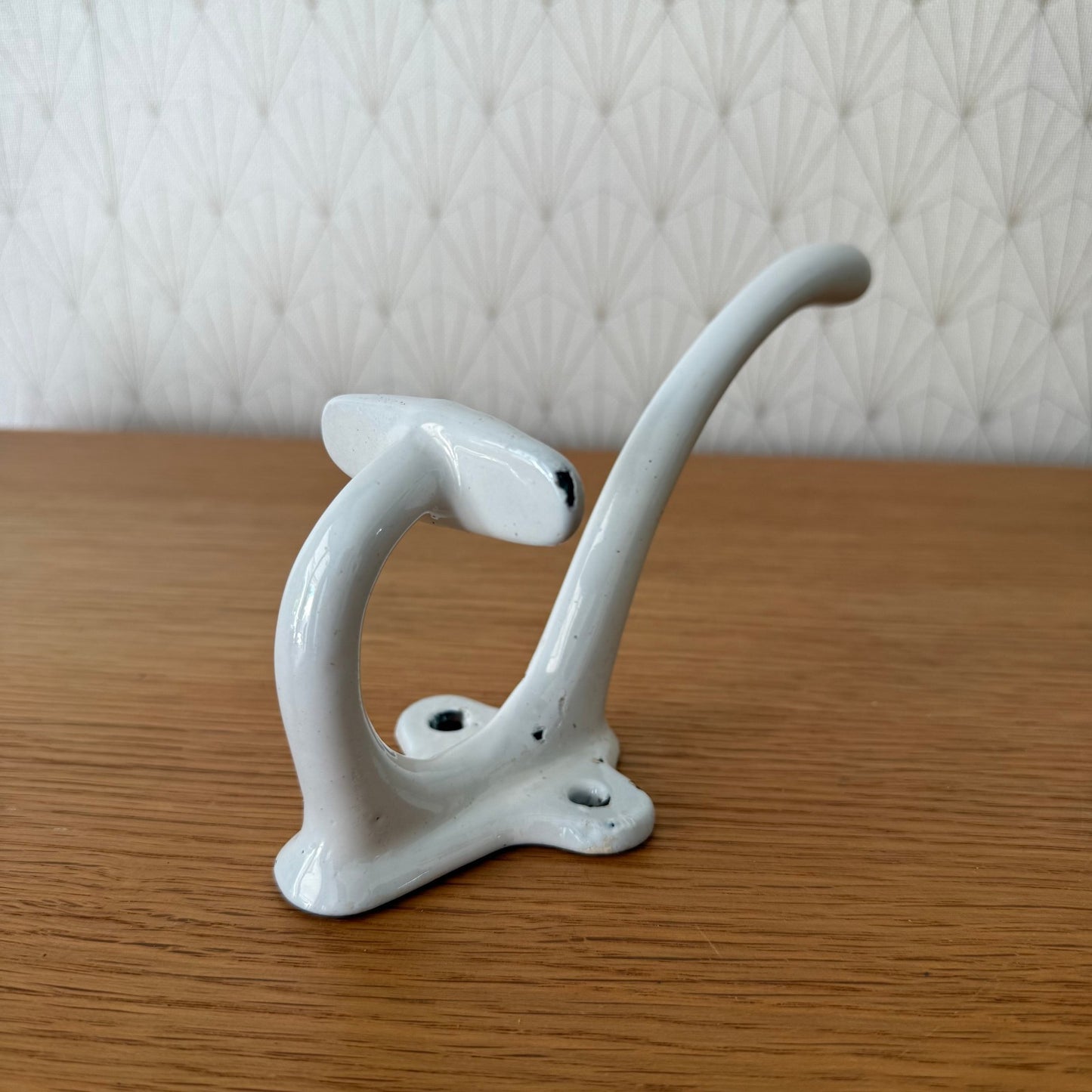 Vintage French Porcelain Hook White Wall Coat Hanger 1930s 04072514 Unbranded
