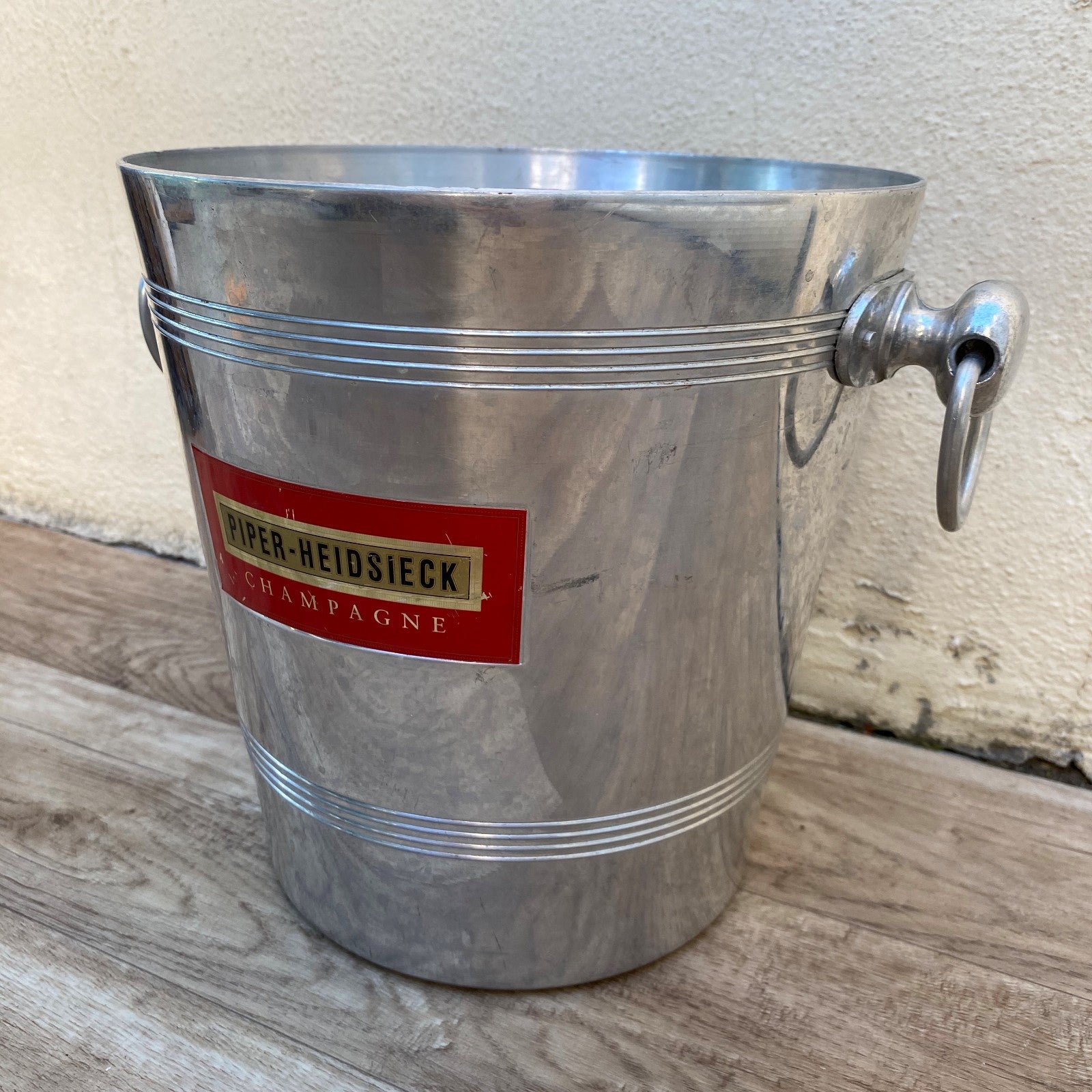 French Vintage Piper-Heidsieck Champagne Ice Bucket Silver Metal Cooler 04072613 Rothschild