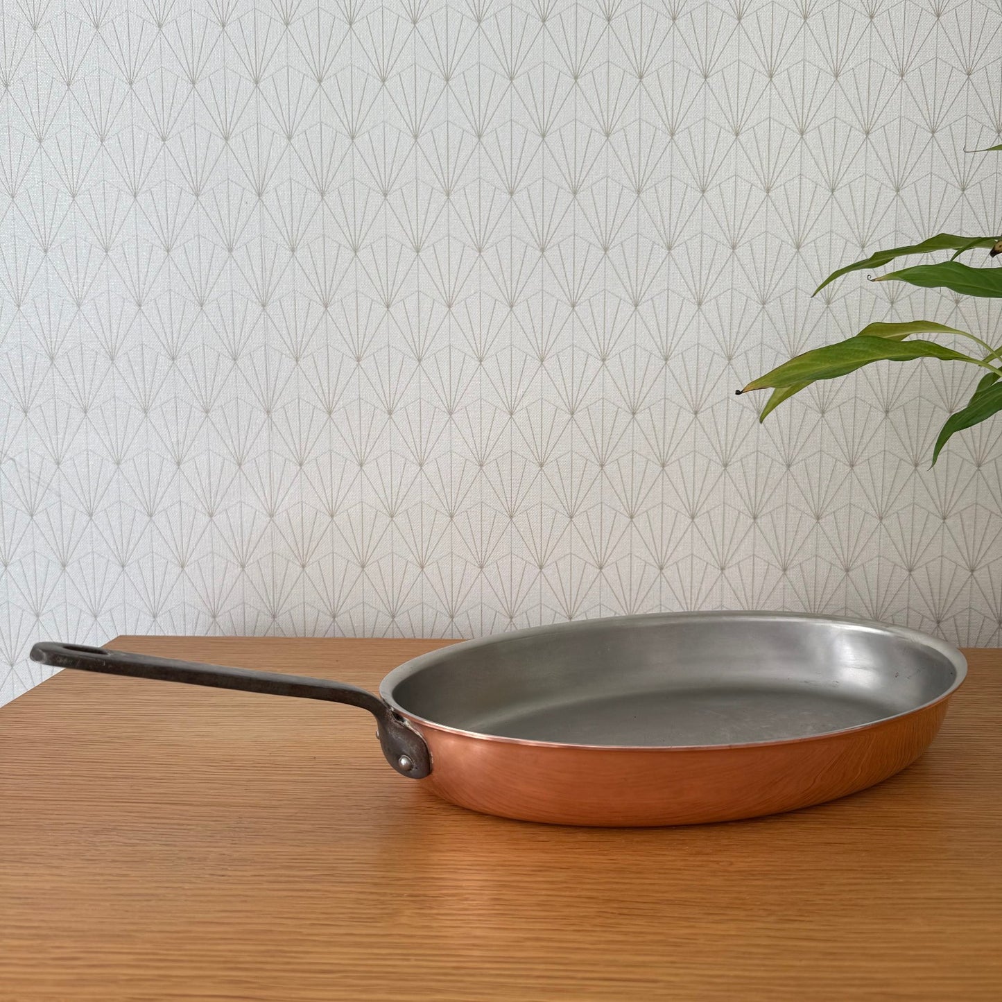 Vintage French Copper Fish Pan Oval Lecellier Villedieu Tin Lined 3008251 Unbranded