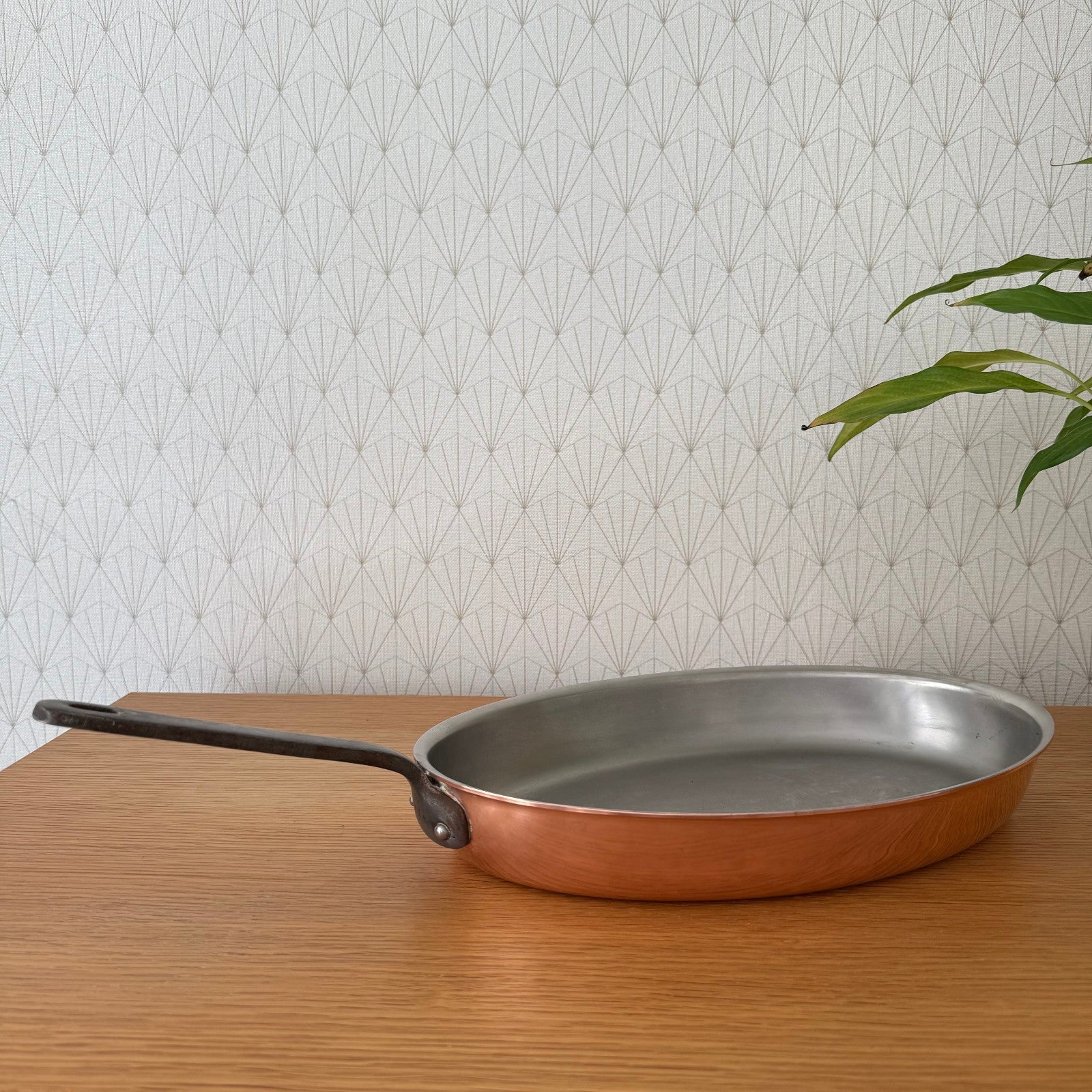 Vintage French Copper Fish Pan Oval Lecellier Villedieu Tin Lined 3008251 Unbranded