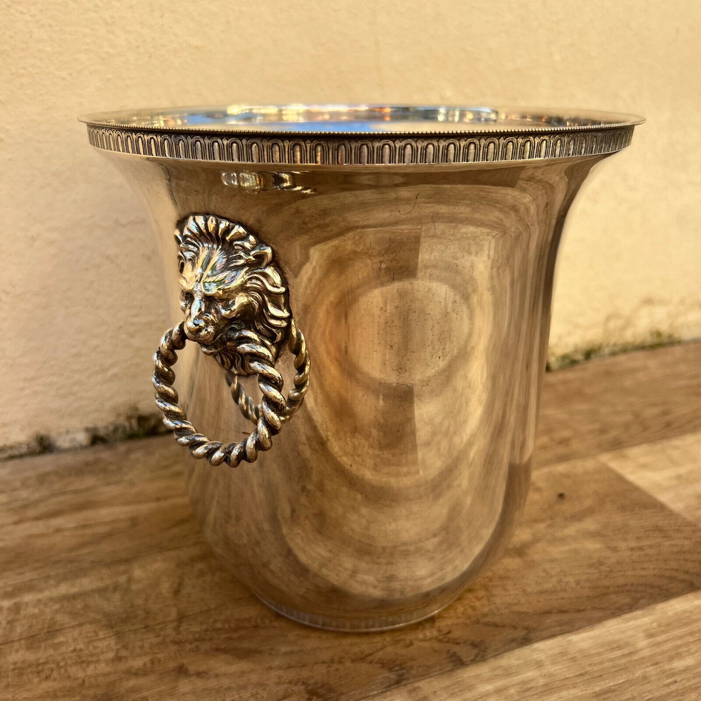 Vintage French Champagne Silverplate Ice Bucket Cooler lion 2411248 - Fleamarketfrance