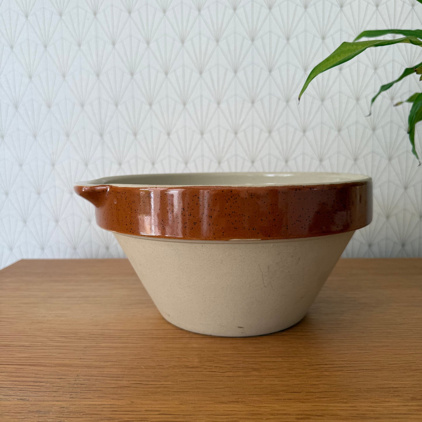VINTAGE FRENCH GLAZED STONEWARE DIGOIN MIXING BOWL TERRINE TIAN 9 1/2" 12062511 Fleamarketfrance