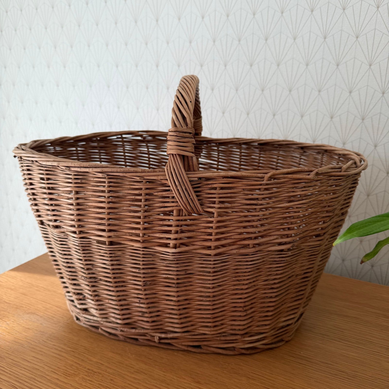 French Wicker Basket market fruits Chic Vintage Woven Rattan 13012620 Fleamarketfrance : French vintage and antique decor