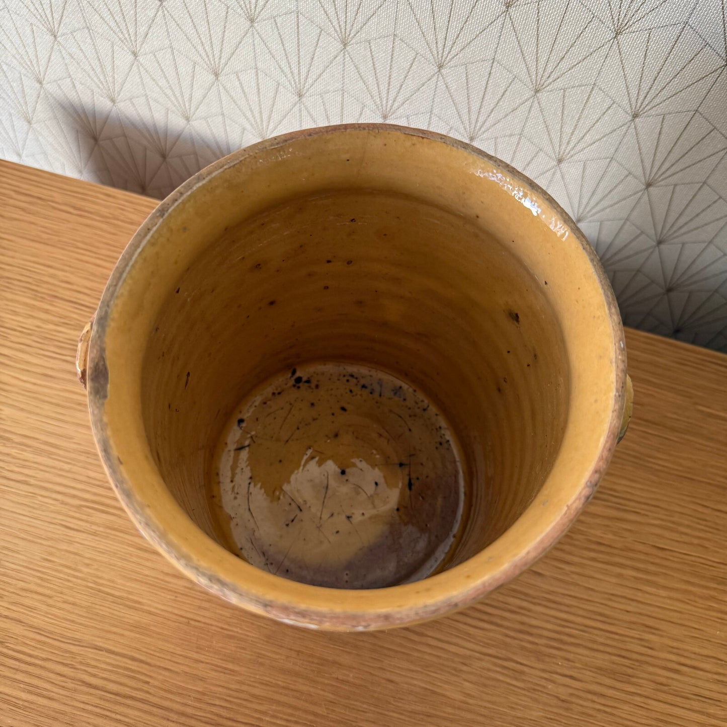 Handmade Glazed Yellow Antique French Confit Jam Pot Small Terracotta 1904257