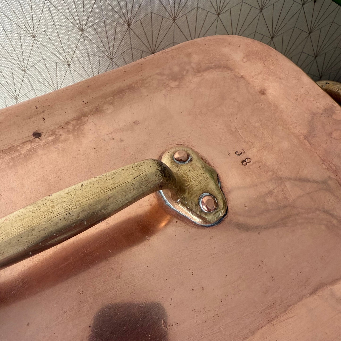 Antique ALTIER  dovetailed Daubiere French stock pot Copper Cookware 15" 1904259