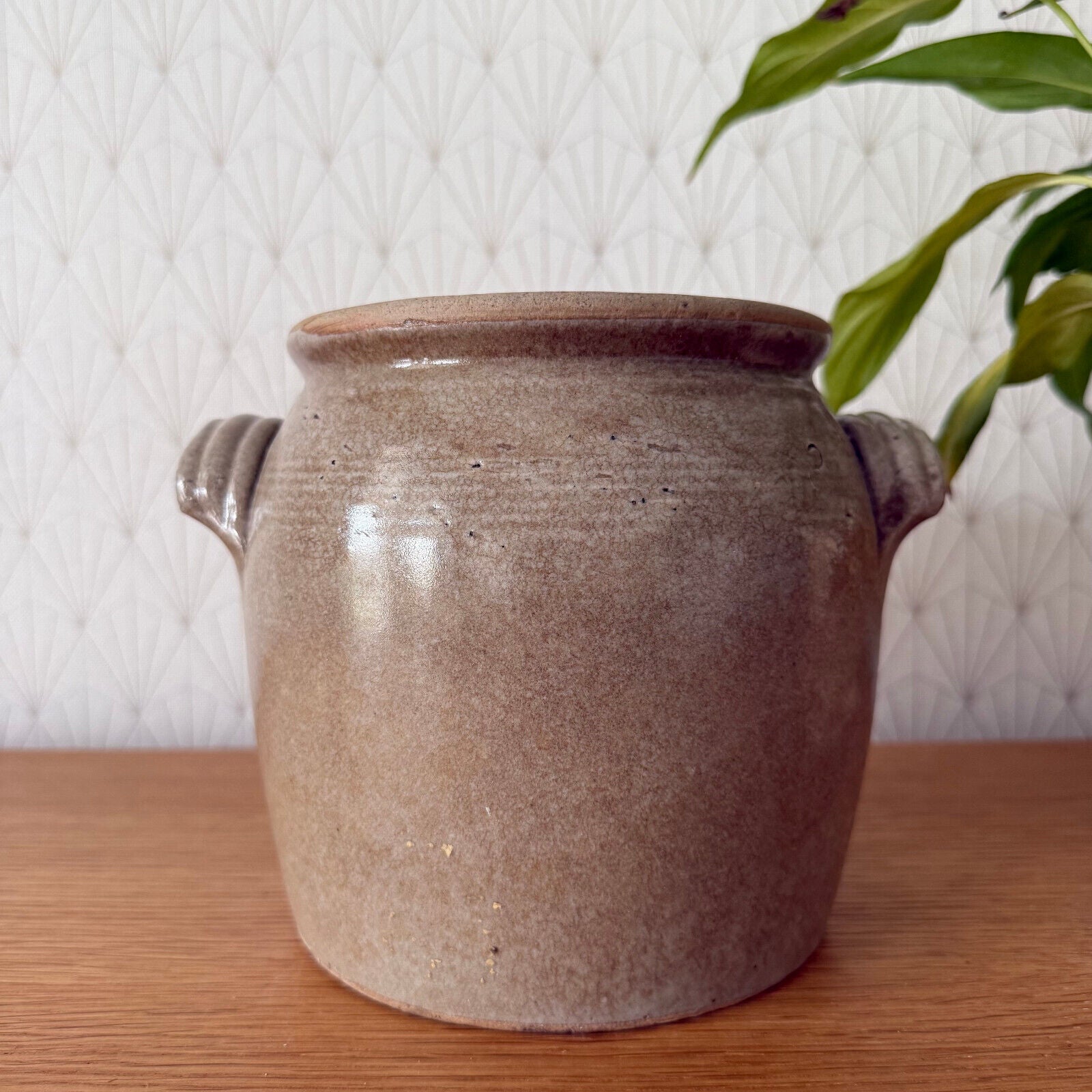 HANDMADE GLAZED STONEWARE ANTIQUE FRENCH CONFIT POT 2502254 - Fleamarketfrance