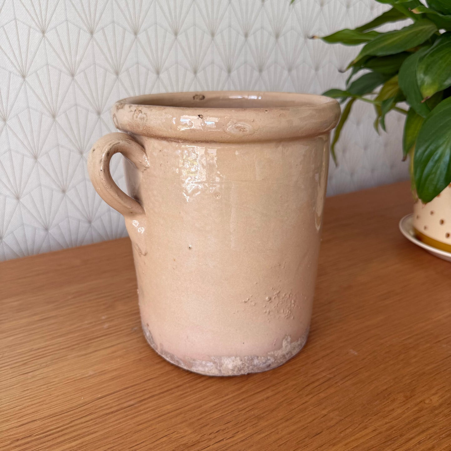 Antique French Confit Pot Stoneware Crock Two Handles 18cm 11012511 Unbranded