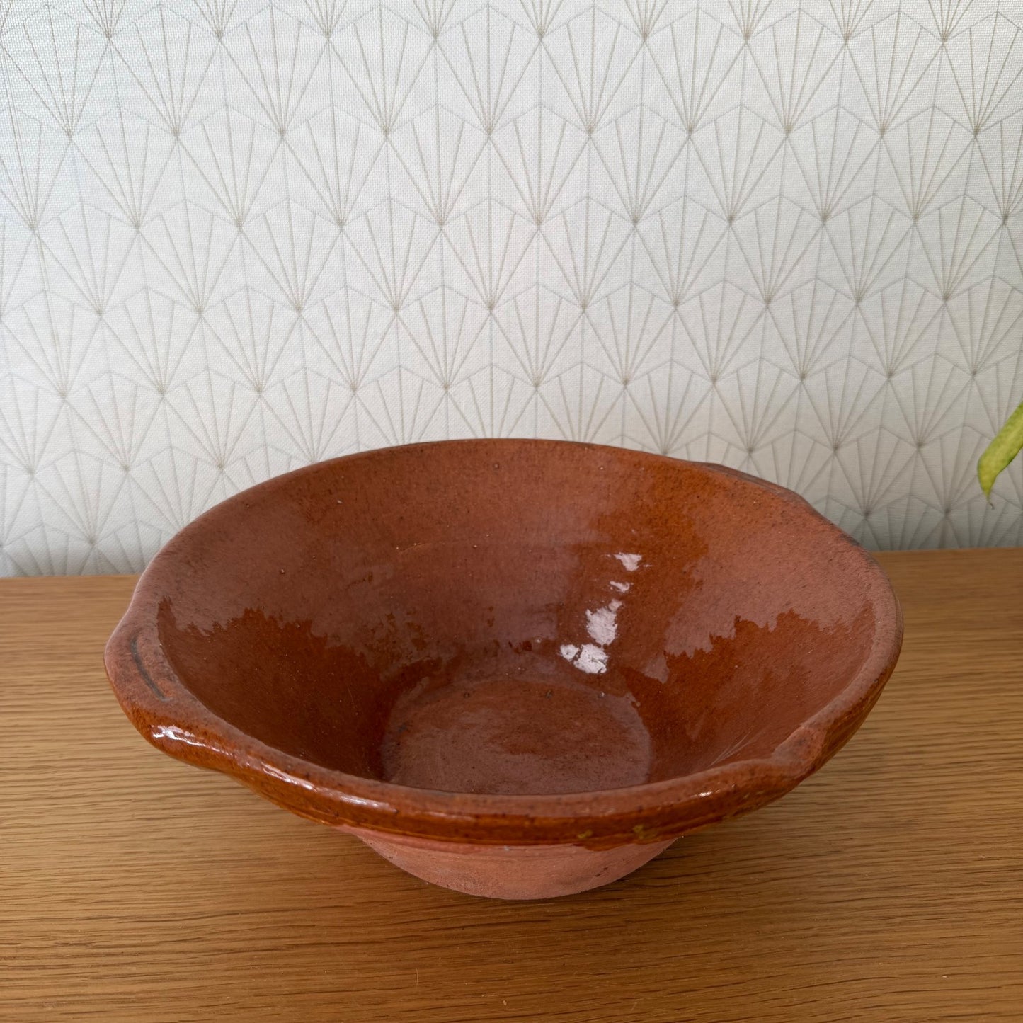 Vintage French Terracotta Glazed Rustic Pottery Mixing Tian Bowl 14072612