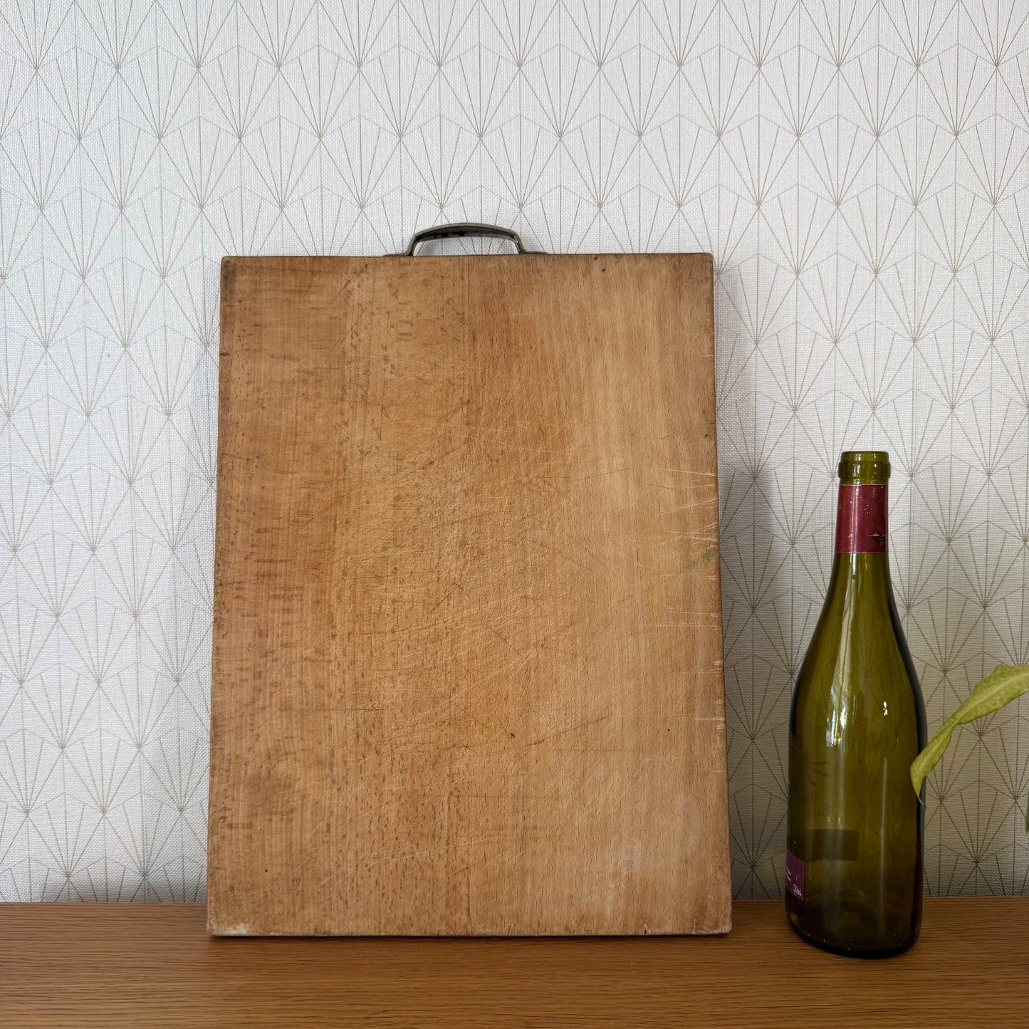 French Vintage Wooden Cutting Board with Metal Handle Kitchen 01072616 Unbranded