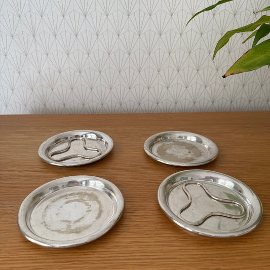 4 CHRISTOFLE Vintage Christofle Silverplate Wine/Bottle Coasters 02112516 Christofle