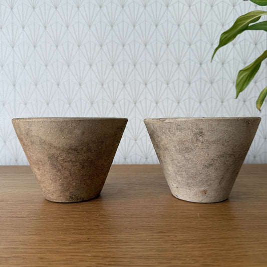 Vintage French Lot of 2 Terracotta Stoneware Pots Planter 2304252