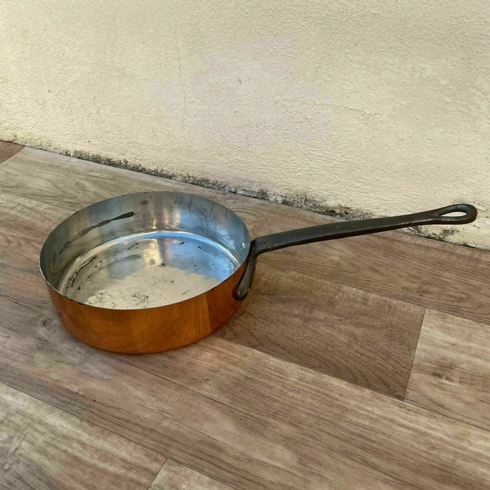 Vintage VILLEDIEU FRENCH Copper frying saute PAN TIN LINING 16102114 - Fleamarketfrance