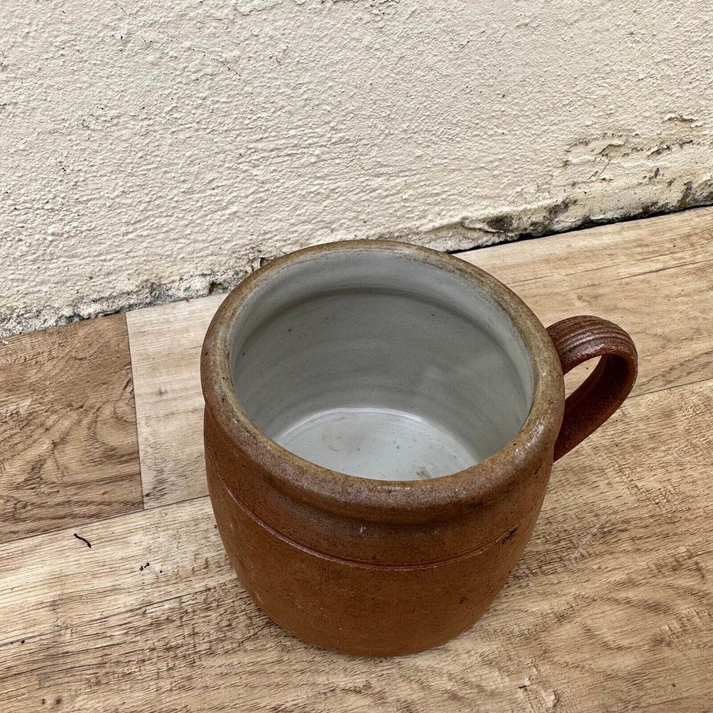 FRENCH VINTAGE confit jug mug cup glazed brown  stoneware 1105239 - Fleamarketfrance