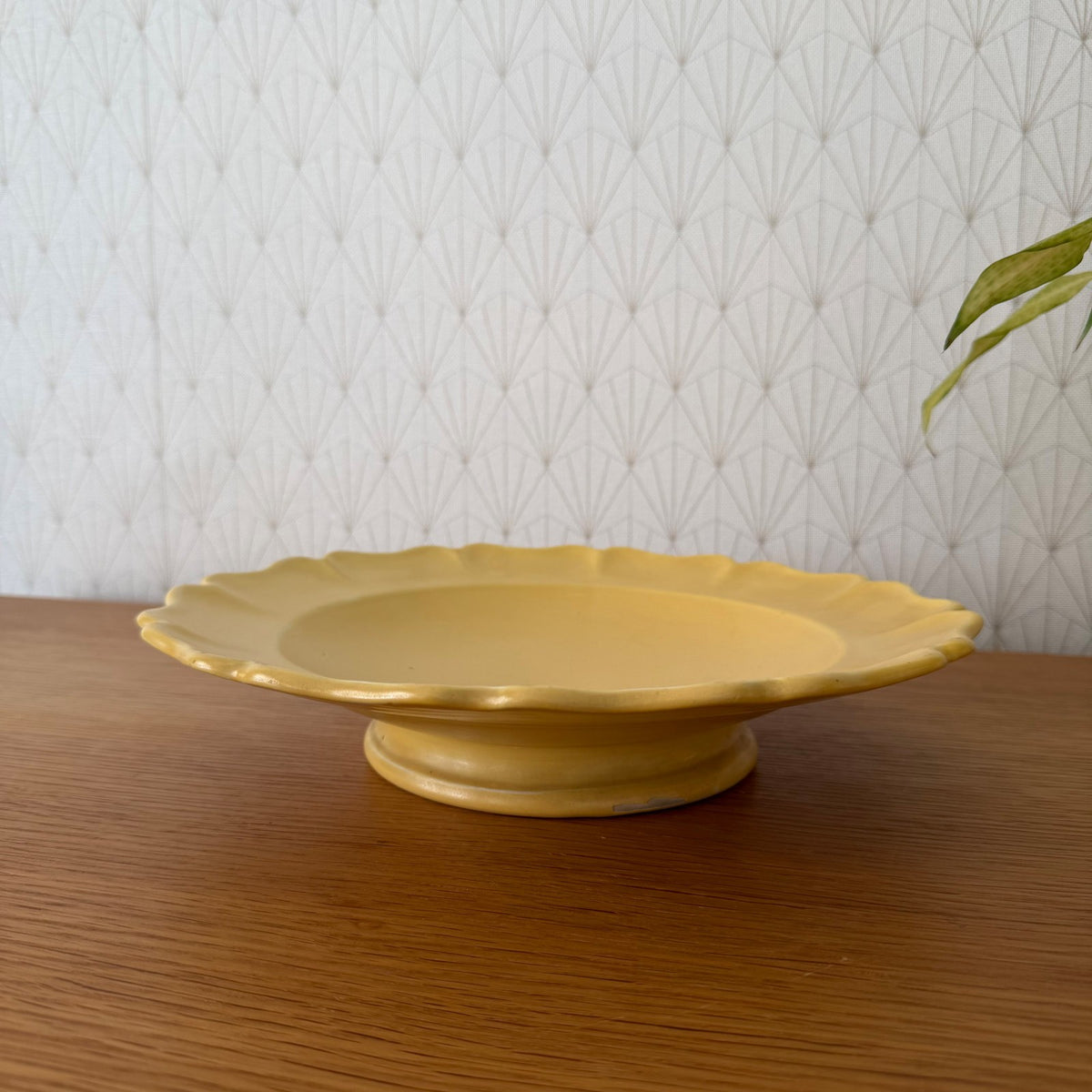 Vintage French Provencal Yellow Plate Sicard Footed Ceramic 0708263 Unmarked