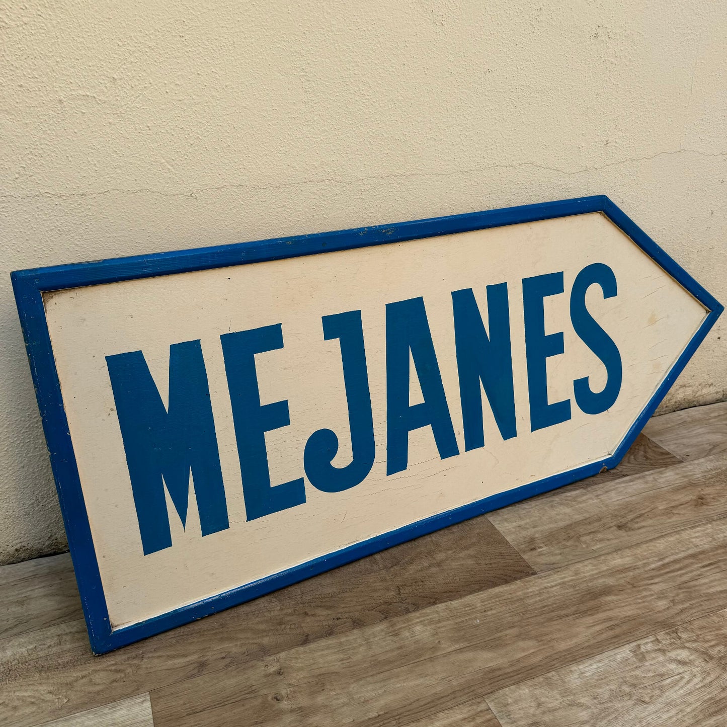 Vintage French Street Sign MEJANES Wood Arrow Directional Plaque 22082411 Fleamarketfrance