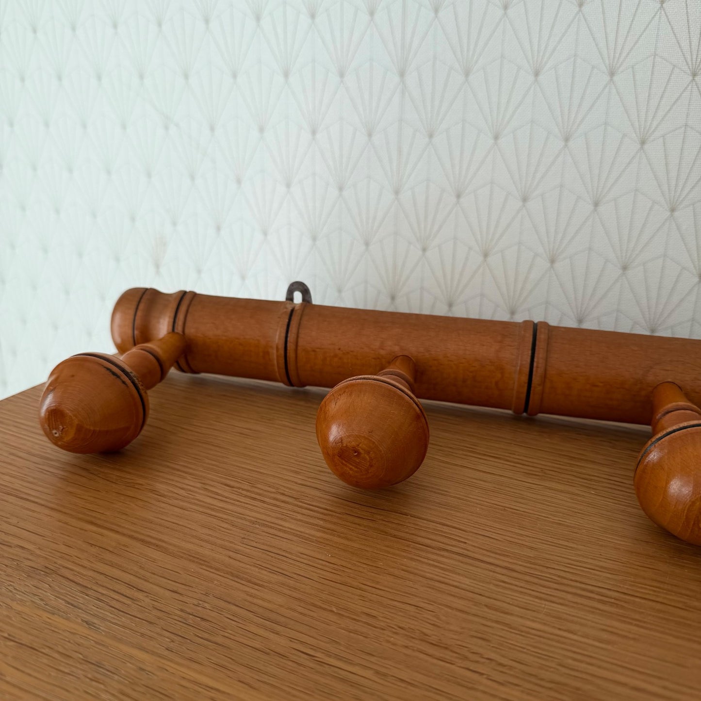French Faux Bamboo Coat Rack 5 Peg Wall Hanger Vintage 1930s 2101262 Unbranded