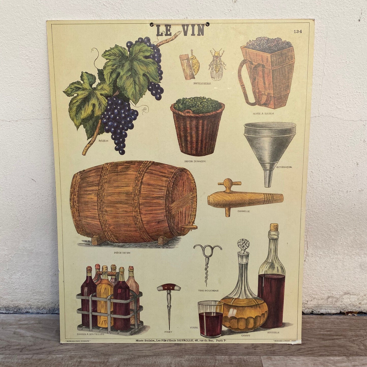 LE VIN Wine France French Paris Vintage Poster Lesson School 29032517 Fleamarketfrance