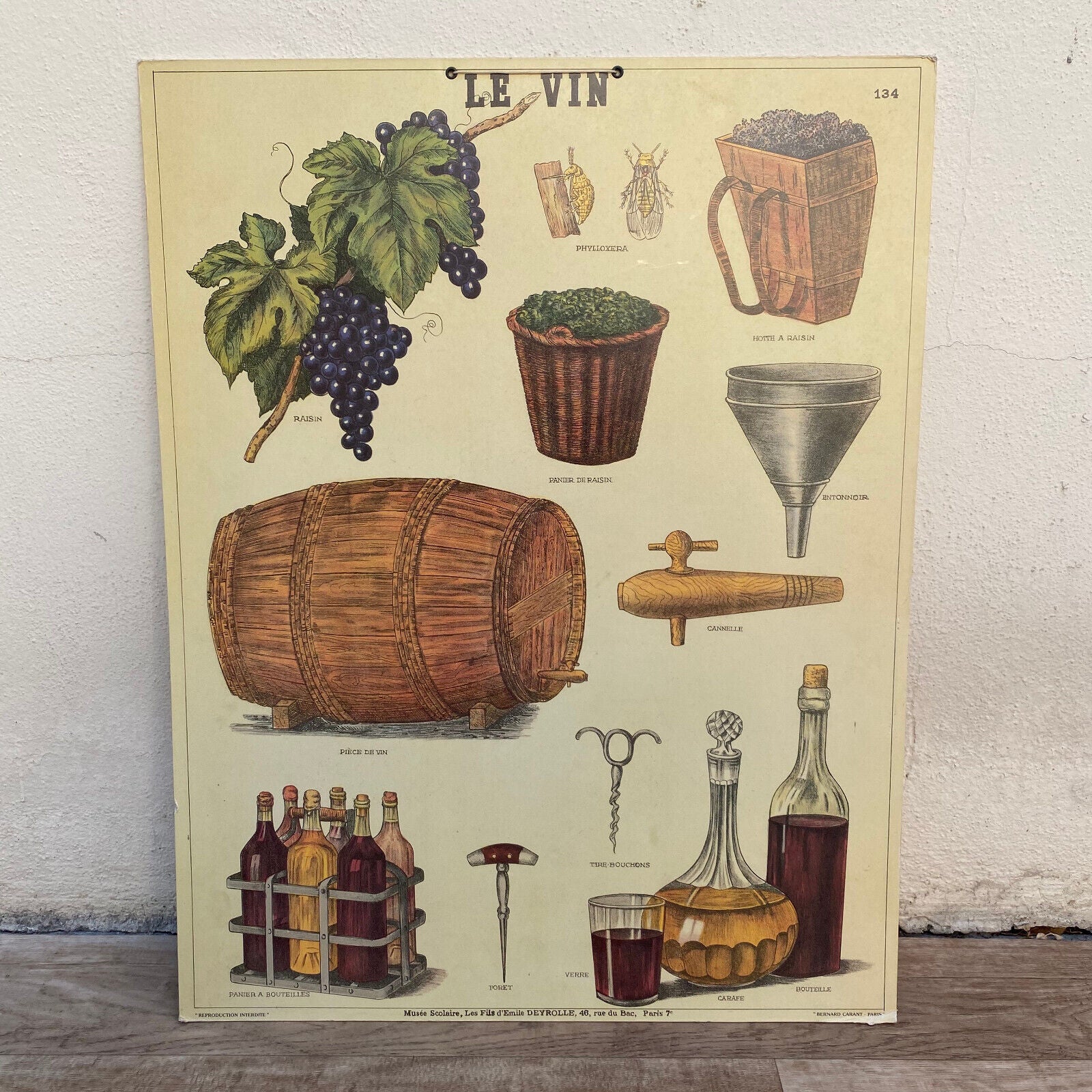 LE VIN Wine France French Paris Vintage Poster Lesson School 29032517 Fleamarketfrance