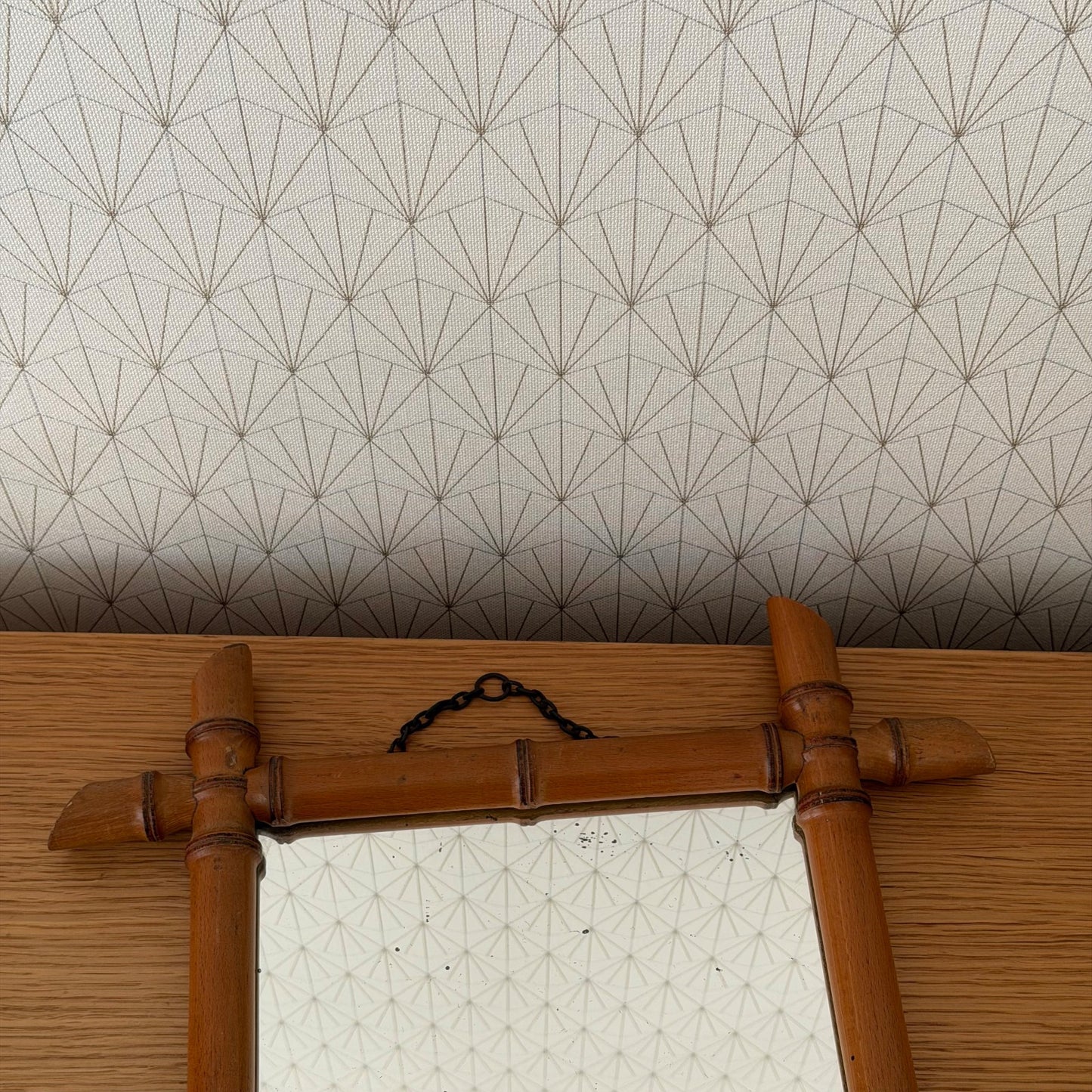 Vintage French wood faux bamboo WALL-HANGING MIRROR 0202268 Fleamarketfrance