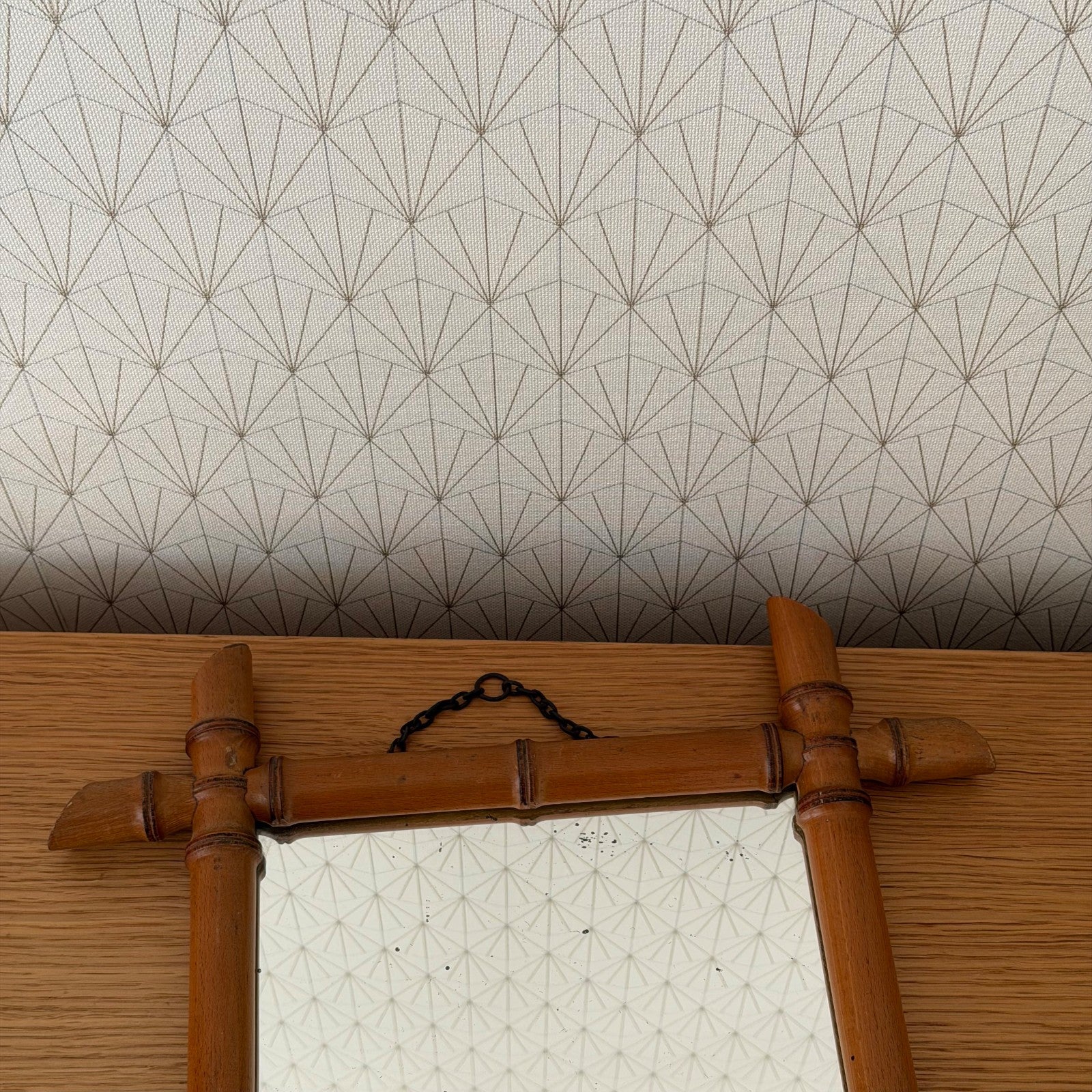 Vintage French wood faux bamboo WALL-HANGING MIRROR 0202268 Fleamarketfrance