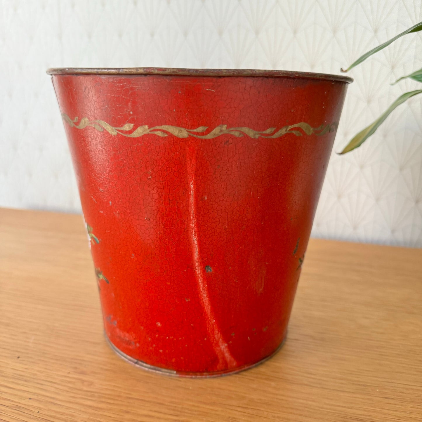 French Tole Planter Red Hand Painted Floral Napoleon III Vintage 15062422 Fleamarketfrance