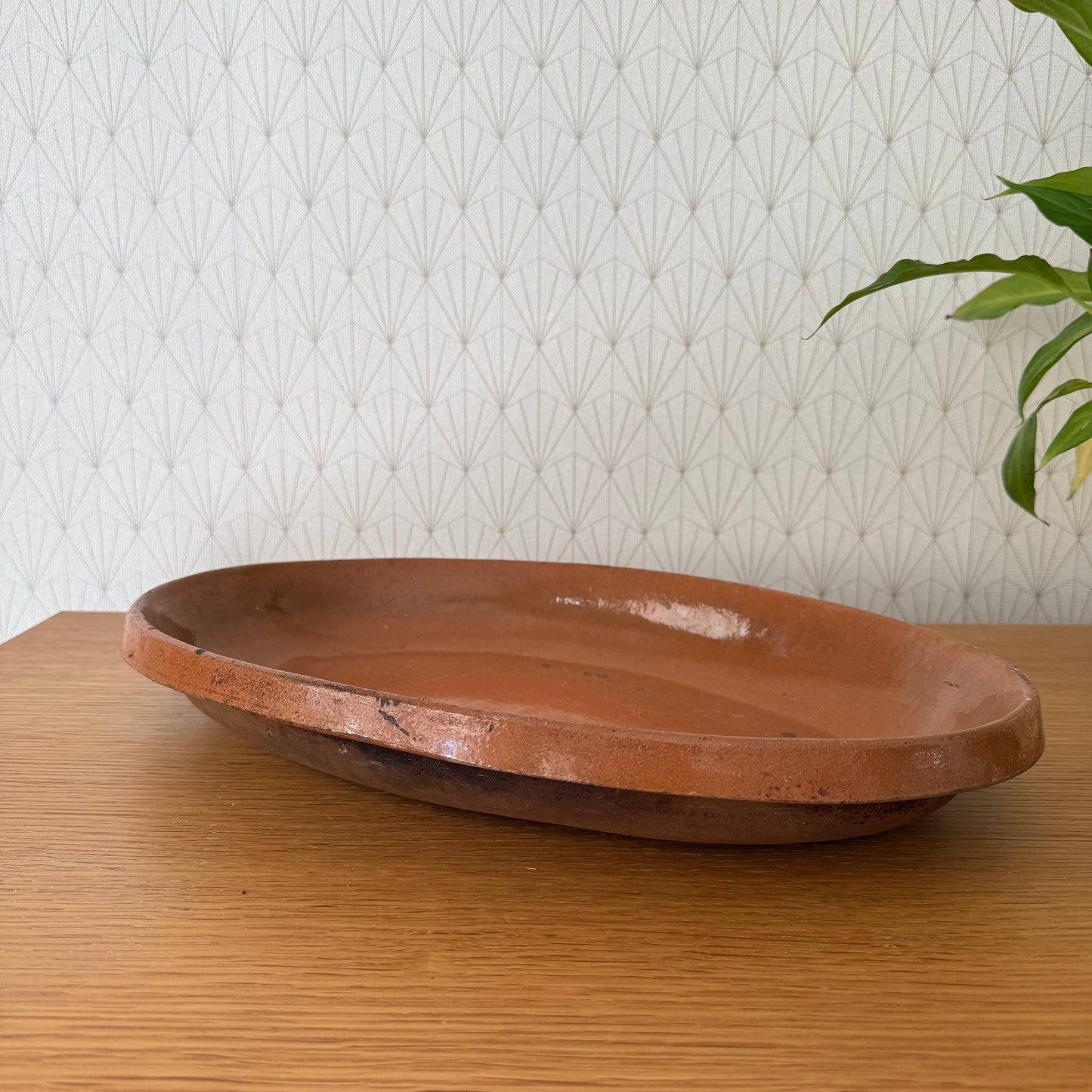 Vintage Handmade French Bakeware 16 3/4 terrine plate gratin oval 04092511