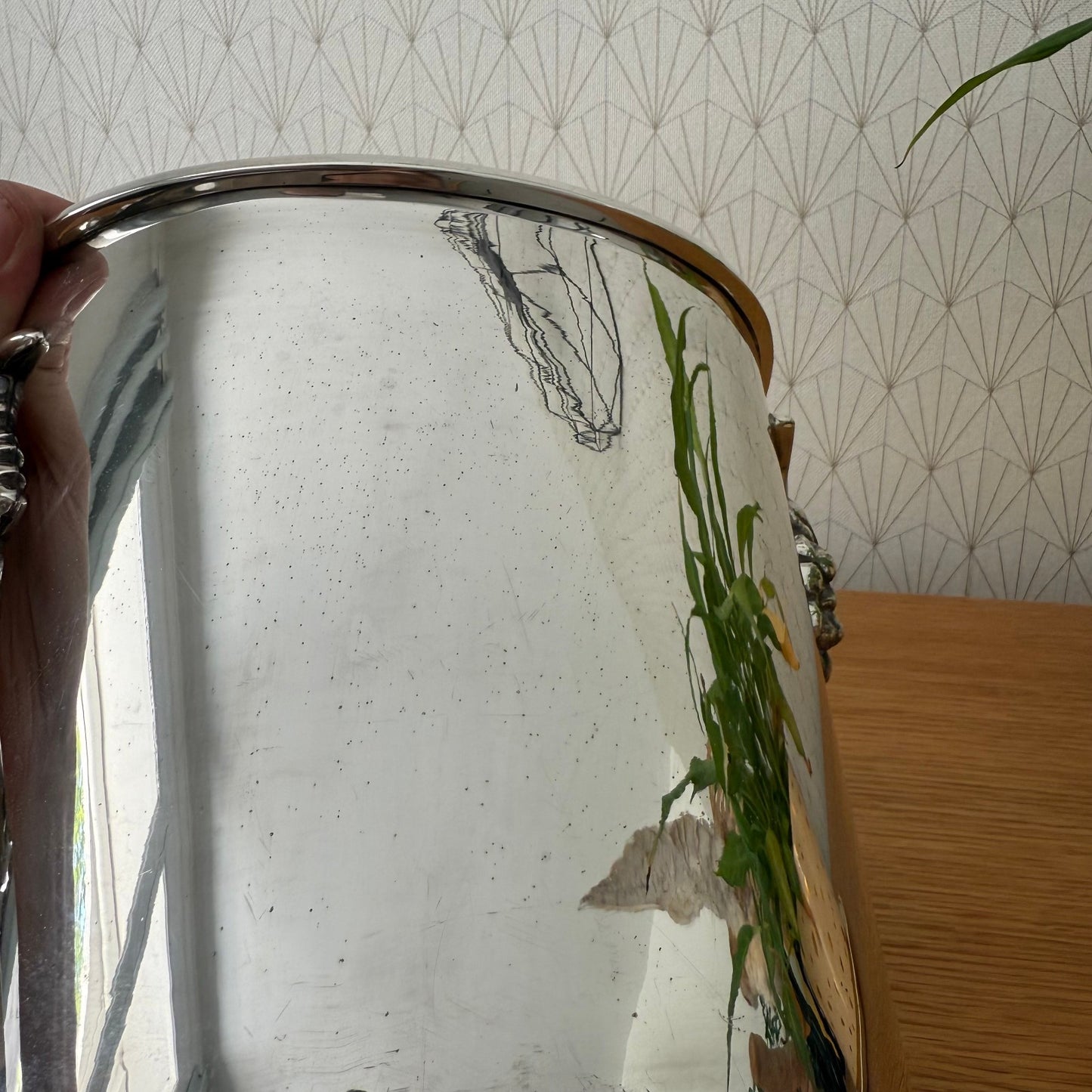 Vintage French Champagne Silverplate Ice Bucket Cooler Grappes 0807255