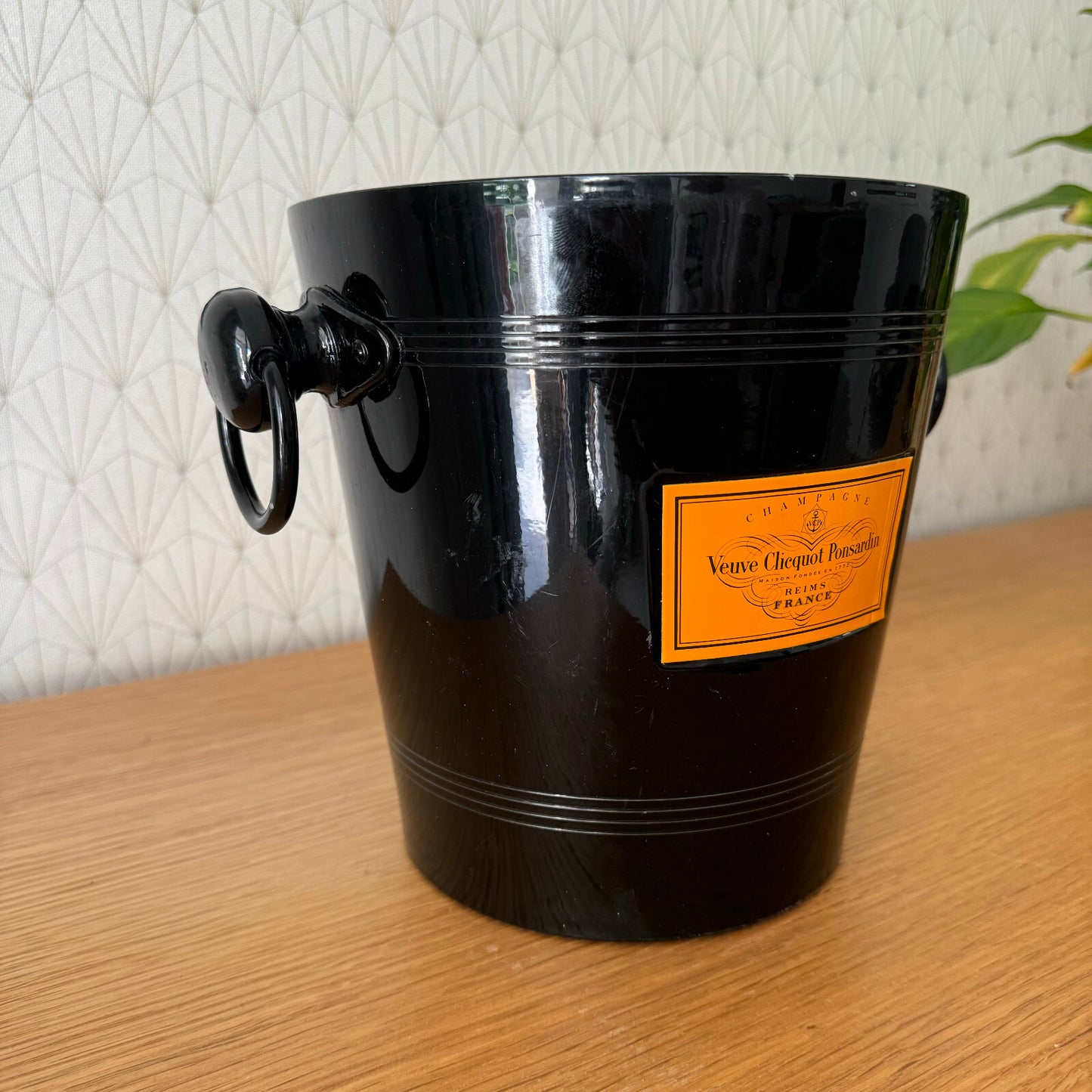Vintage Veuve Clicquot Champagne Ice Bucket Black French Cooler 0208243 Veuve Clicquot