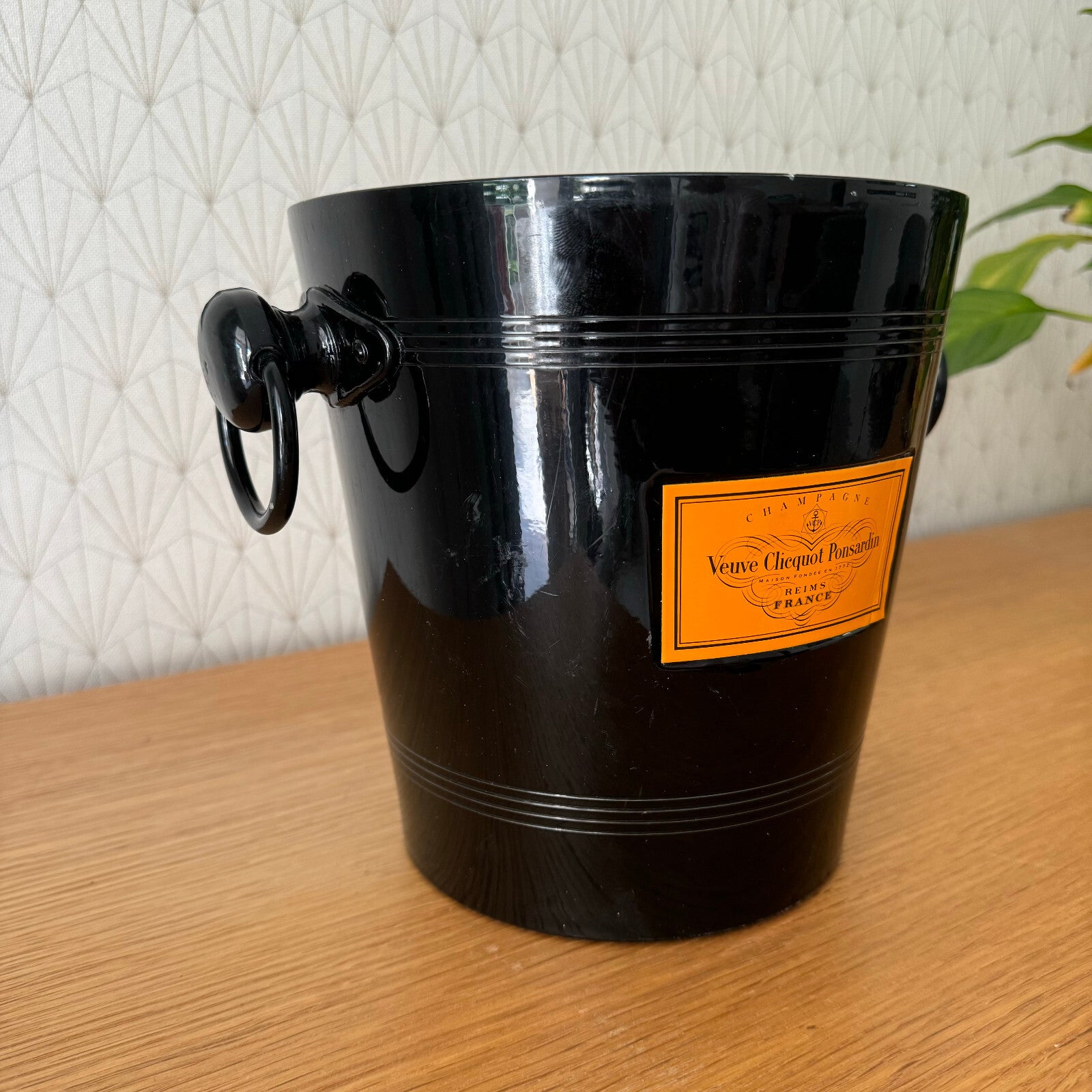 Vintage Veuve Clicquot Champagne Ice Bucket Black French Cooler 0208243 Veuve Clicquot