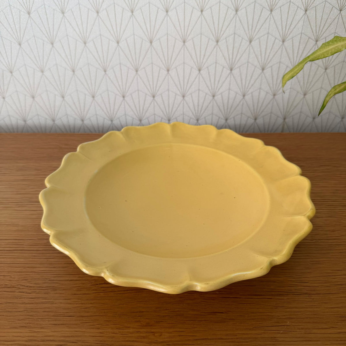 Vintage French Provencal Yellow Plate Sicard Footed Ceramic 0708263 Unmarked