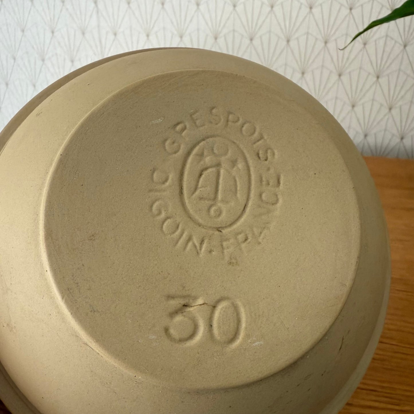 VINTAGE FRENCH STONEWARE SALAD MIXING BOWL TERRINE DIGOIN 8 1/4" 0409253