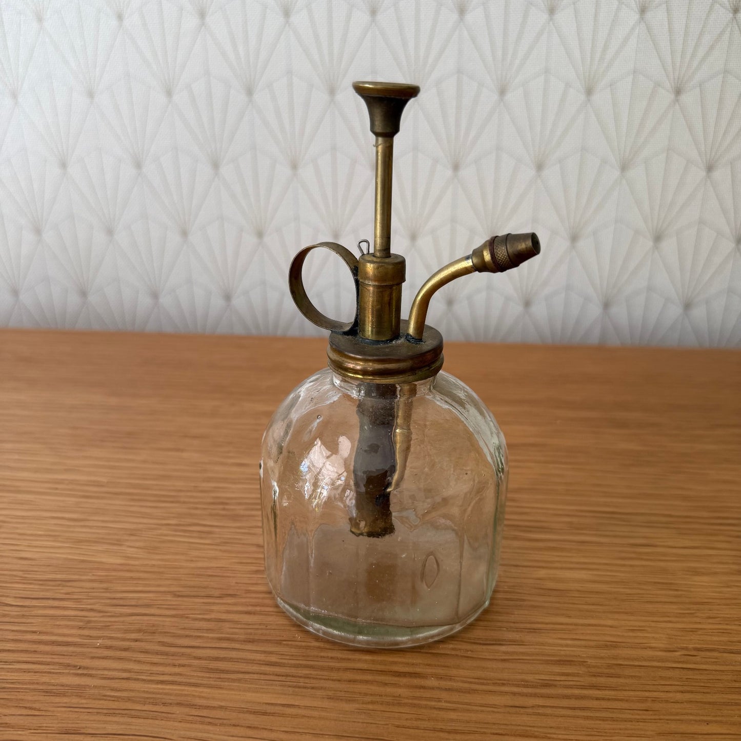 French Vaporiser Glass Ribbed Brass Top Vintage Plants 1907254
