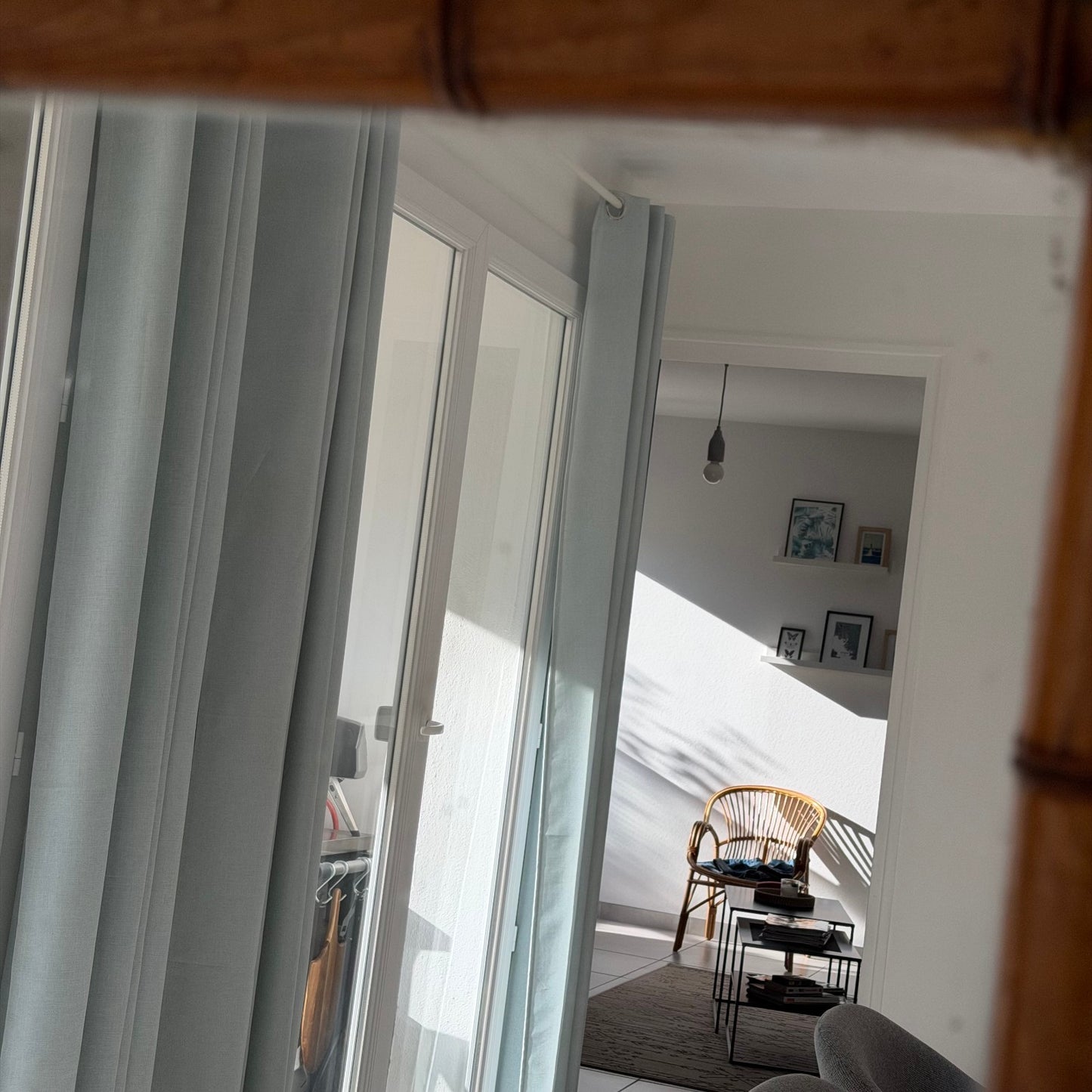 LARGE Vintage French wood faux bamboo  WALL-HANGING MIRROR 1112511