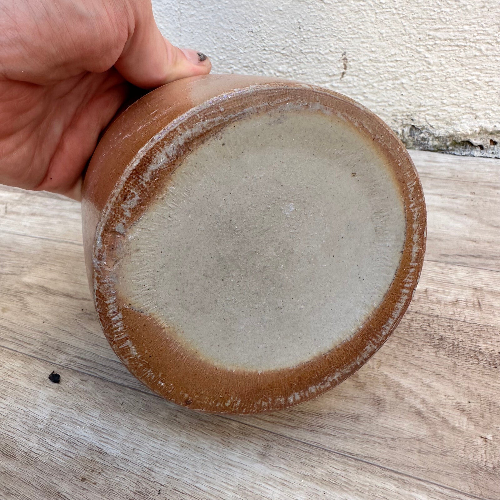 French Stoneware Confit Jar Brown Pottery Vintage Mug Cup 01112319 Made in France