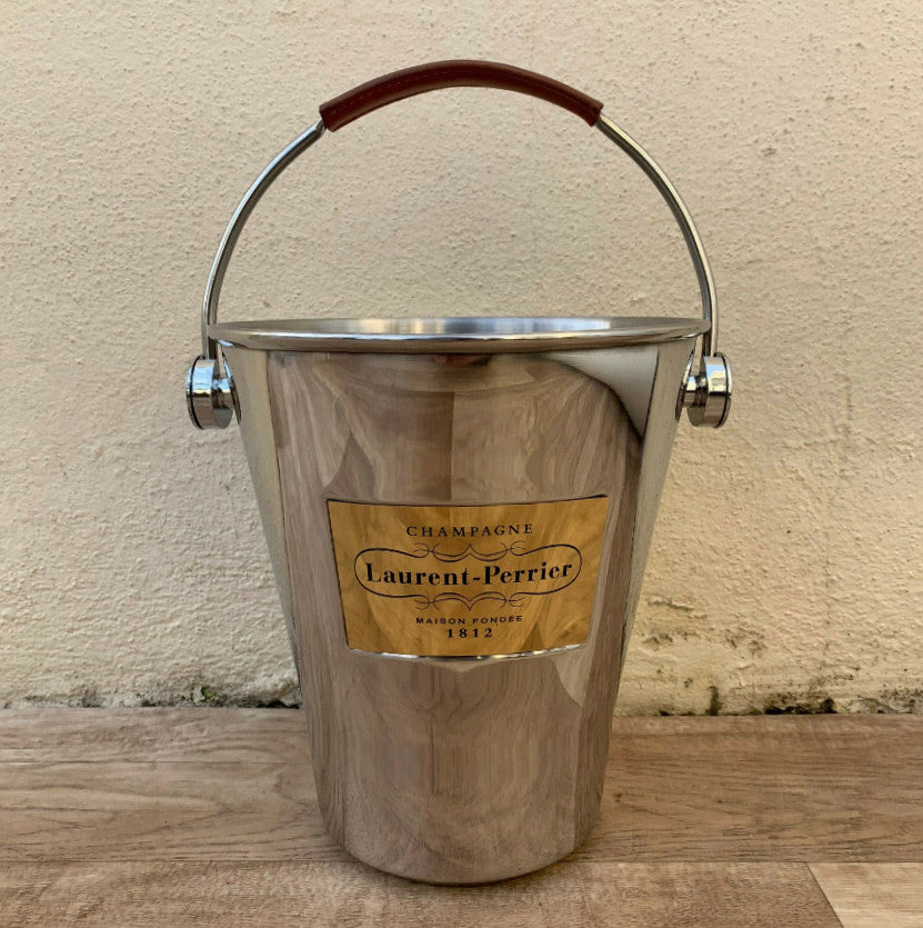Vintage Laurent Perrier Champagne Ice Bucket Chrome Leather Handle 2711251 Laurent-Perrier