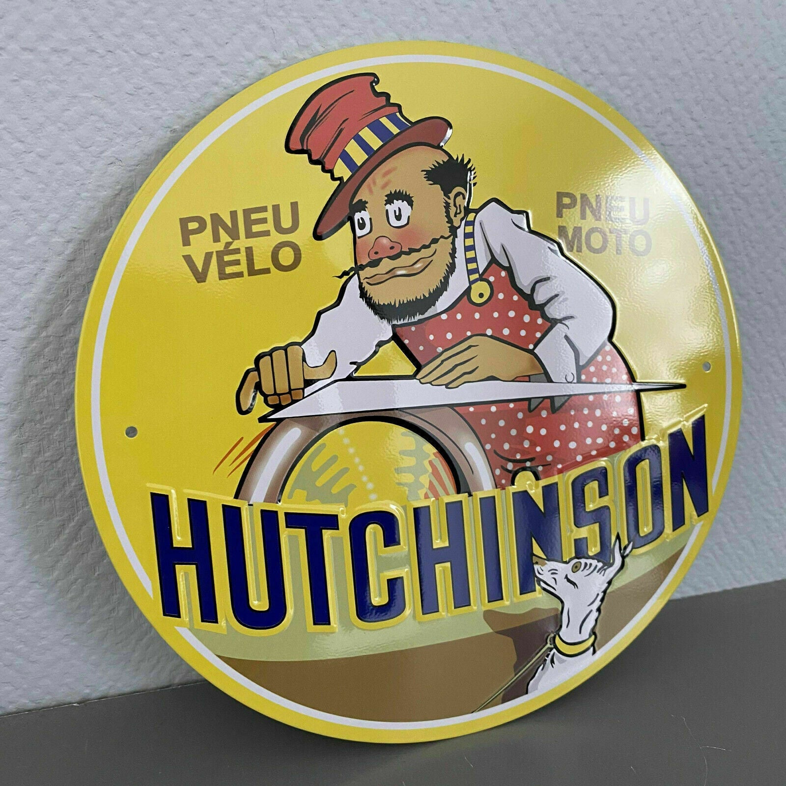 Vintage French Tire Sign Hutchinson Metal Automobilia Collectible 2509207 Hutchinson