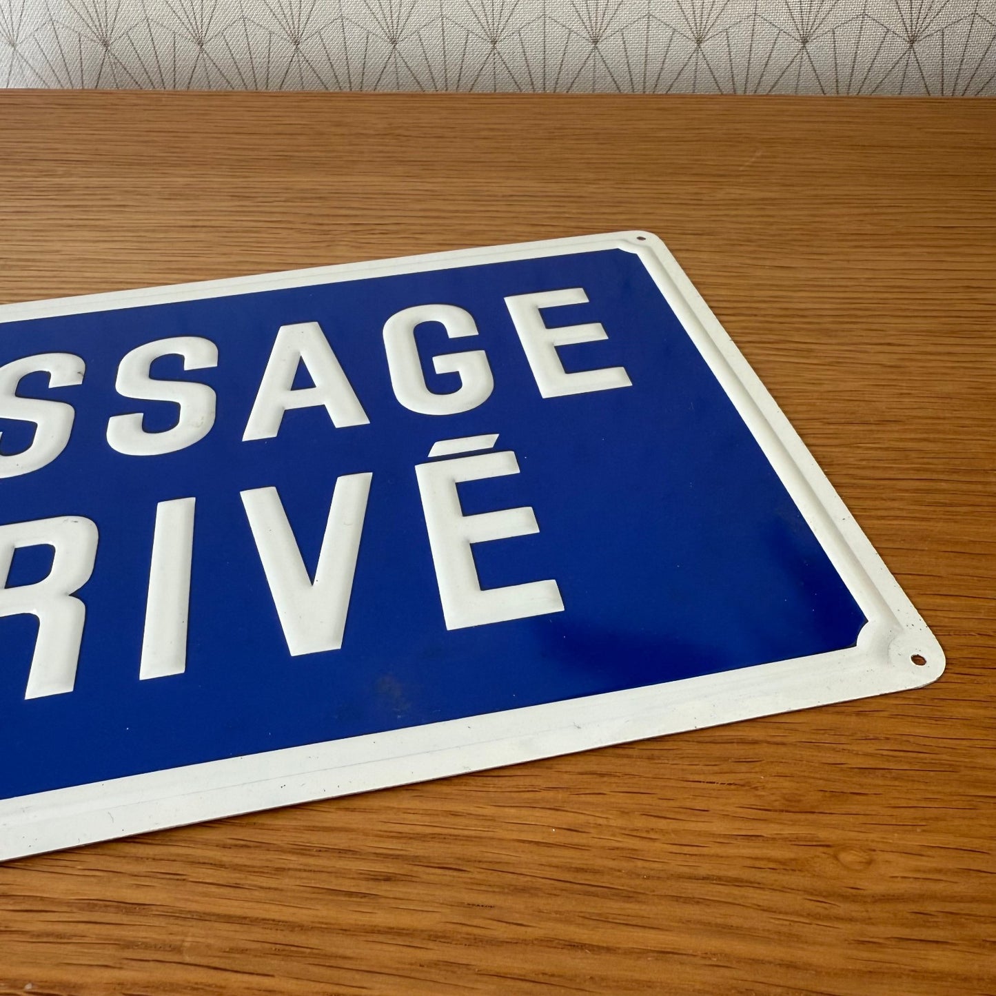 Vintage French Street Sign PASSAGE PRIVE Blue Enamel Metal Plaque 0608255 Fleamarketfrance