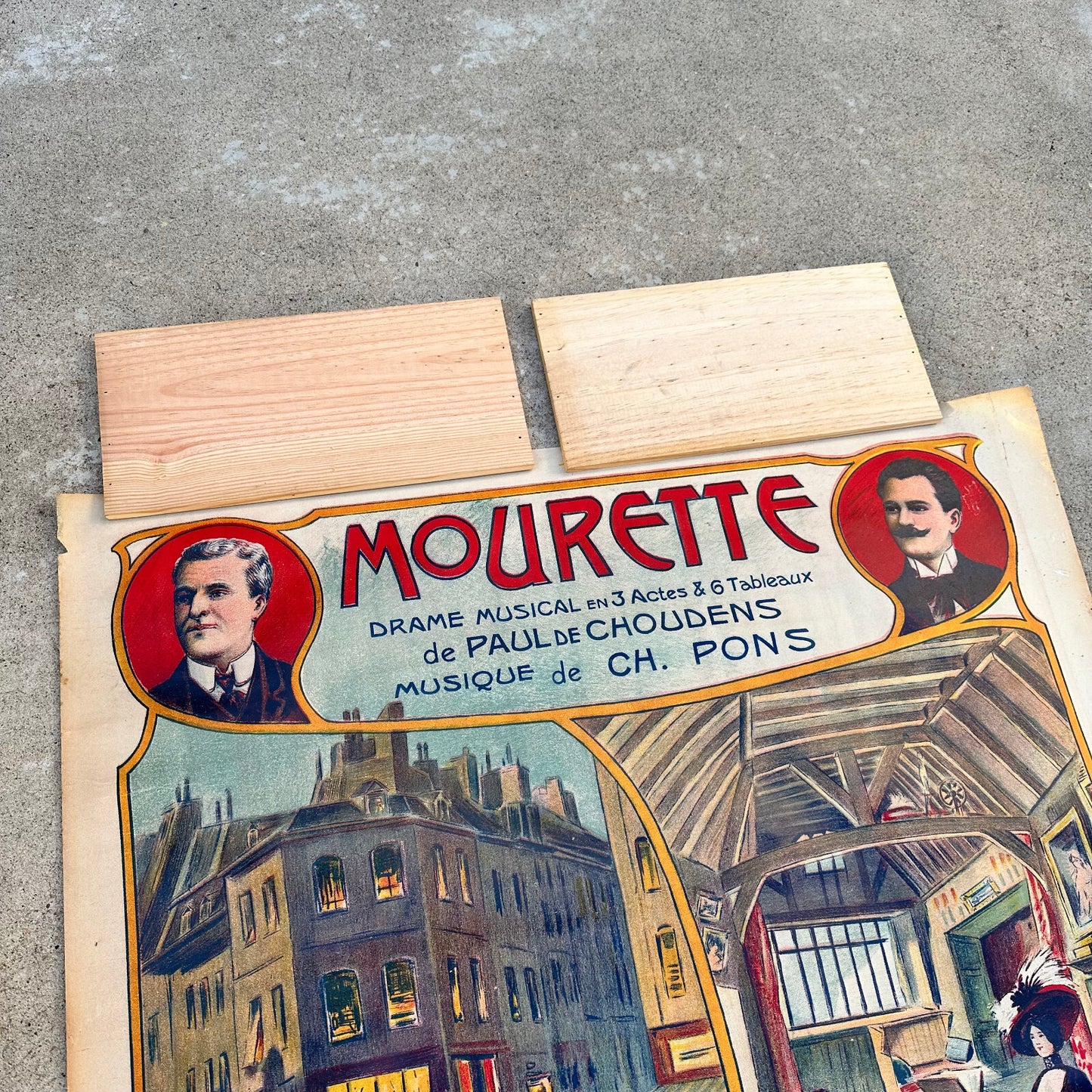 Antique French Theater Poster MOURETTE Musical Drama Belle Epoque 07092316 Fleamarketfrance