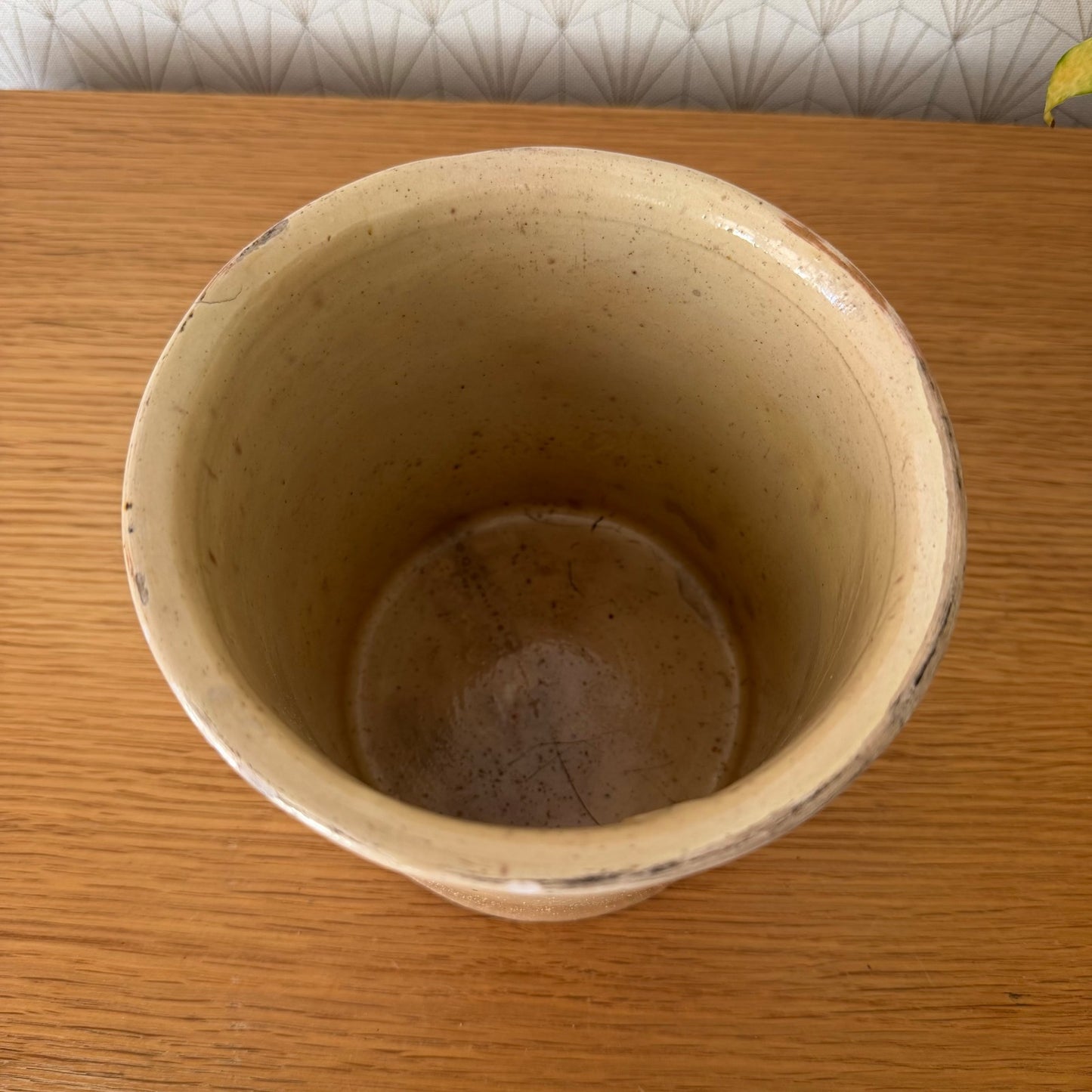 Antique French Terracotta Glazed Jam Pot Beige Crock Kitchen Storage 1606264 Unmarked