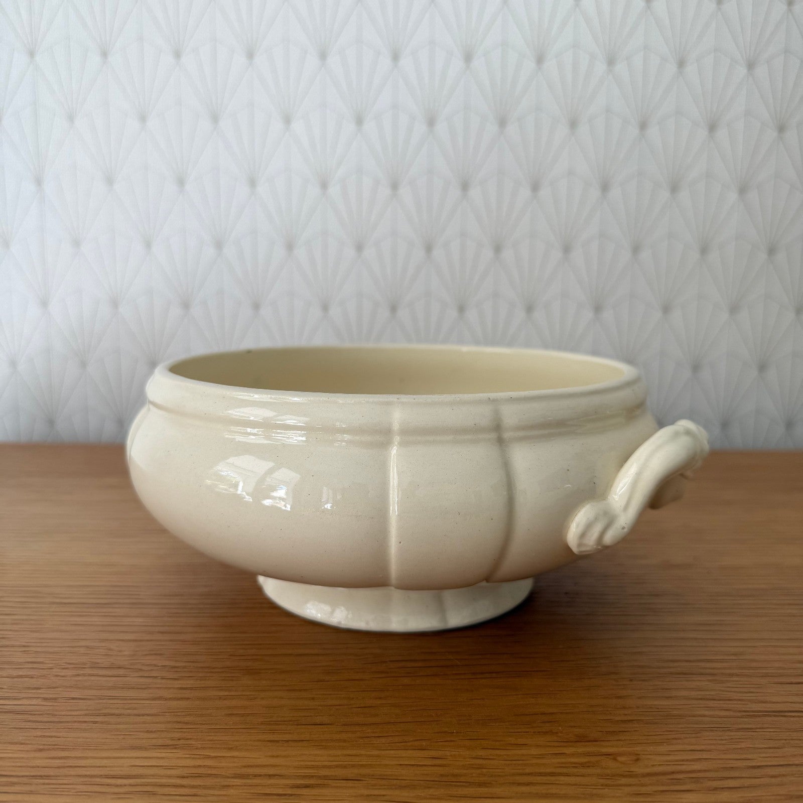 French Vintage Ceramic Tureen Sarreguemines Digoin Cream Bowl 1310256 Sarreguemines Digoin